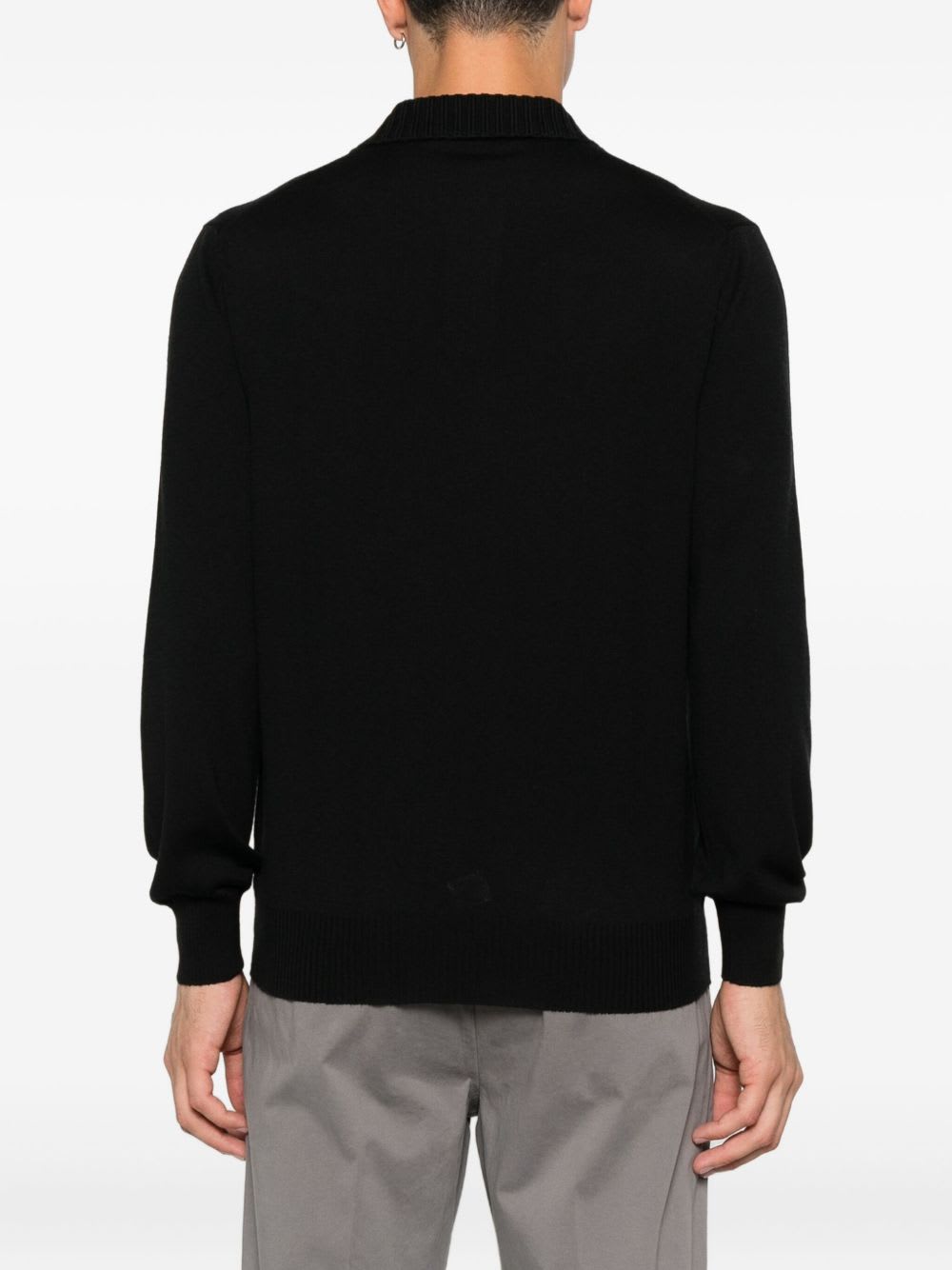 Tagliatore Wool Sweater With Polo Collar In Black