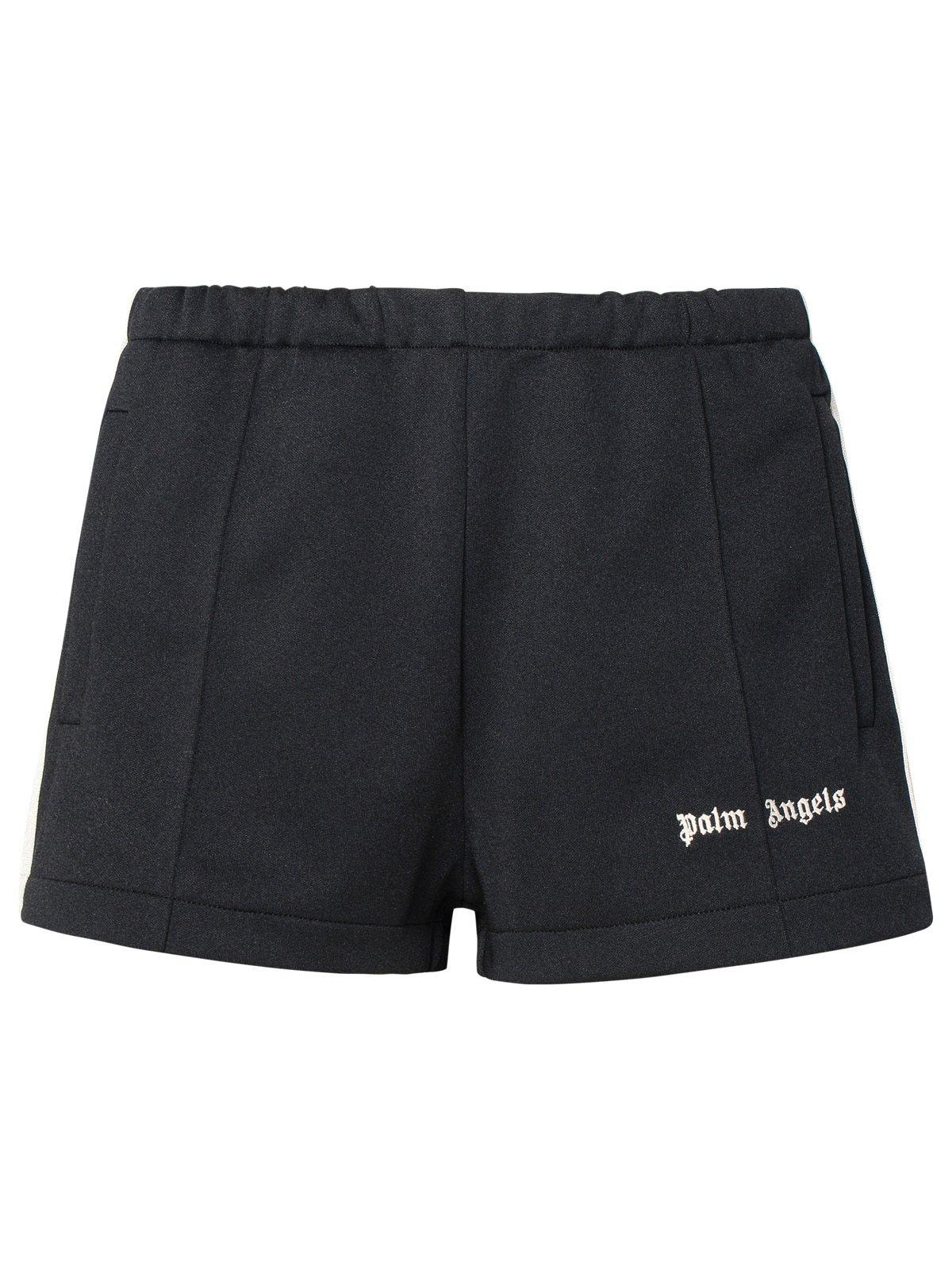 Shop Palm Angels Logo Embroidered Track Shorts In Black Off