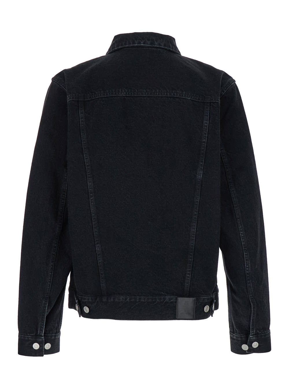 Shop Givenchy Black Jacket With Buttons And Logo Patch In Cotton Denim Man