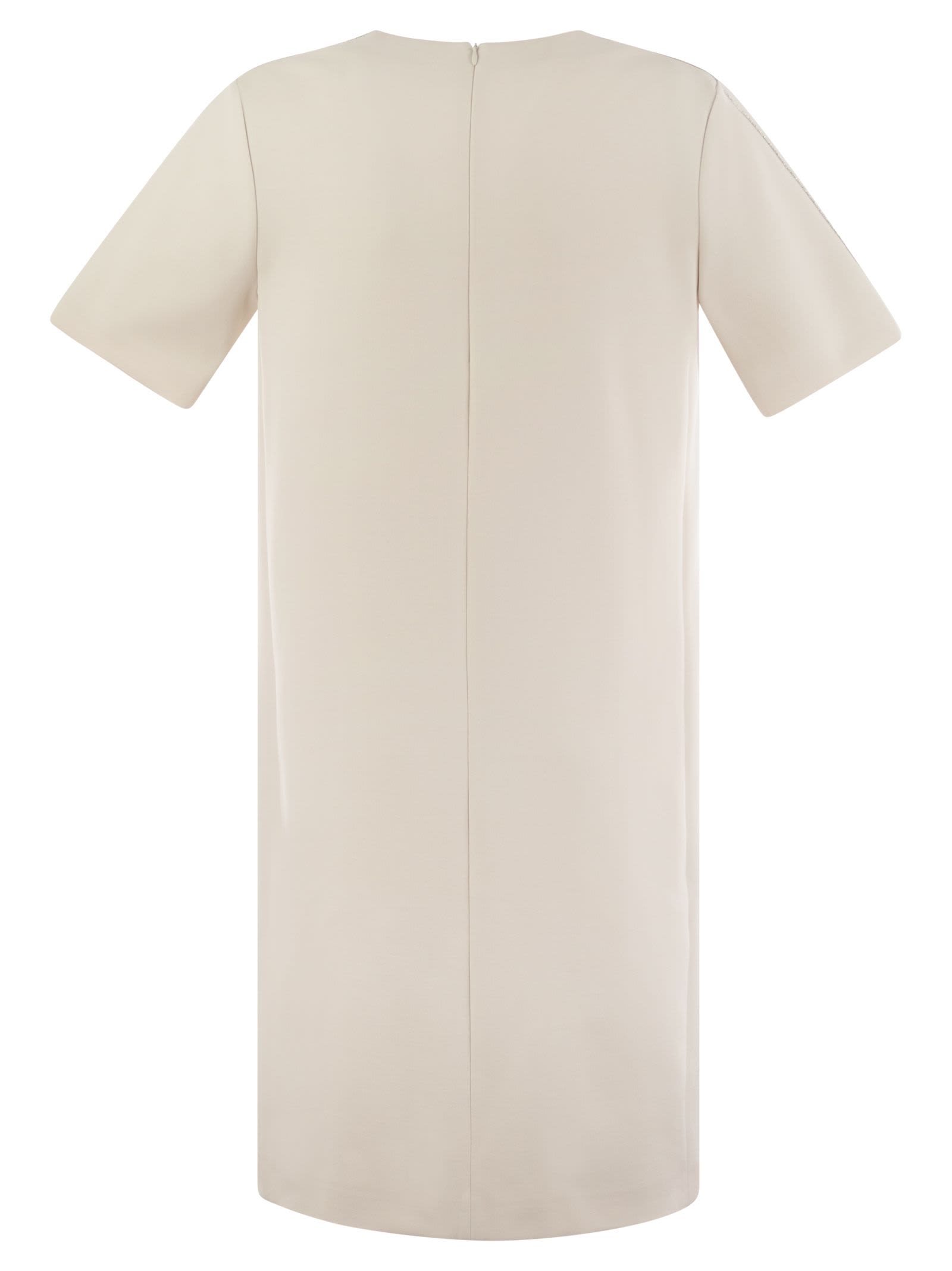 Shop Peserico Cotton And Viscose Blend Midi Dress In Pearl