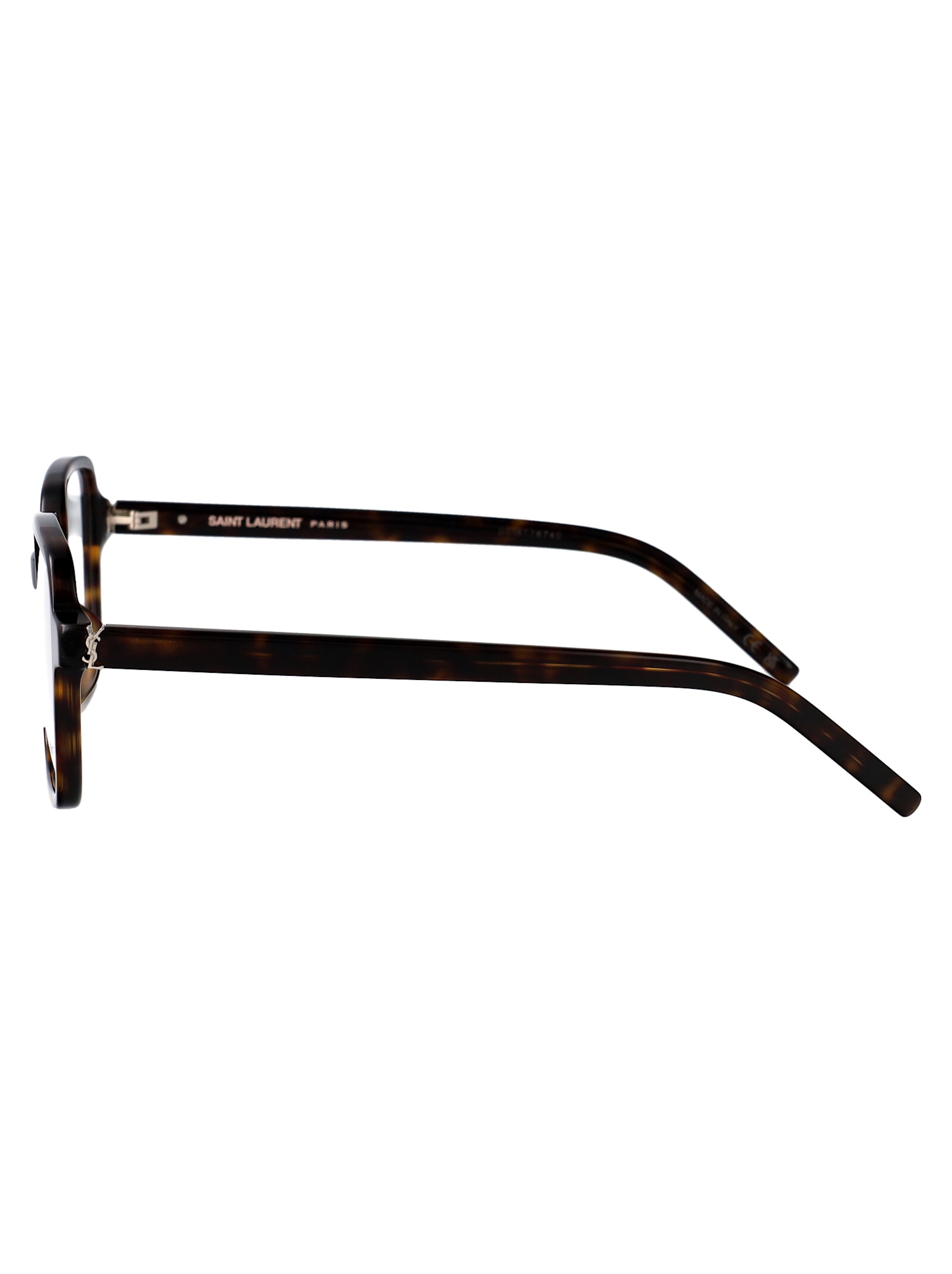 Saint Laurent Havana-havana-transparent Acetate Glasses In Transparent