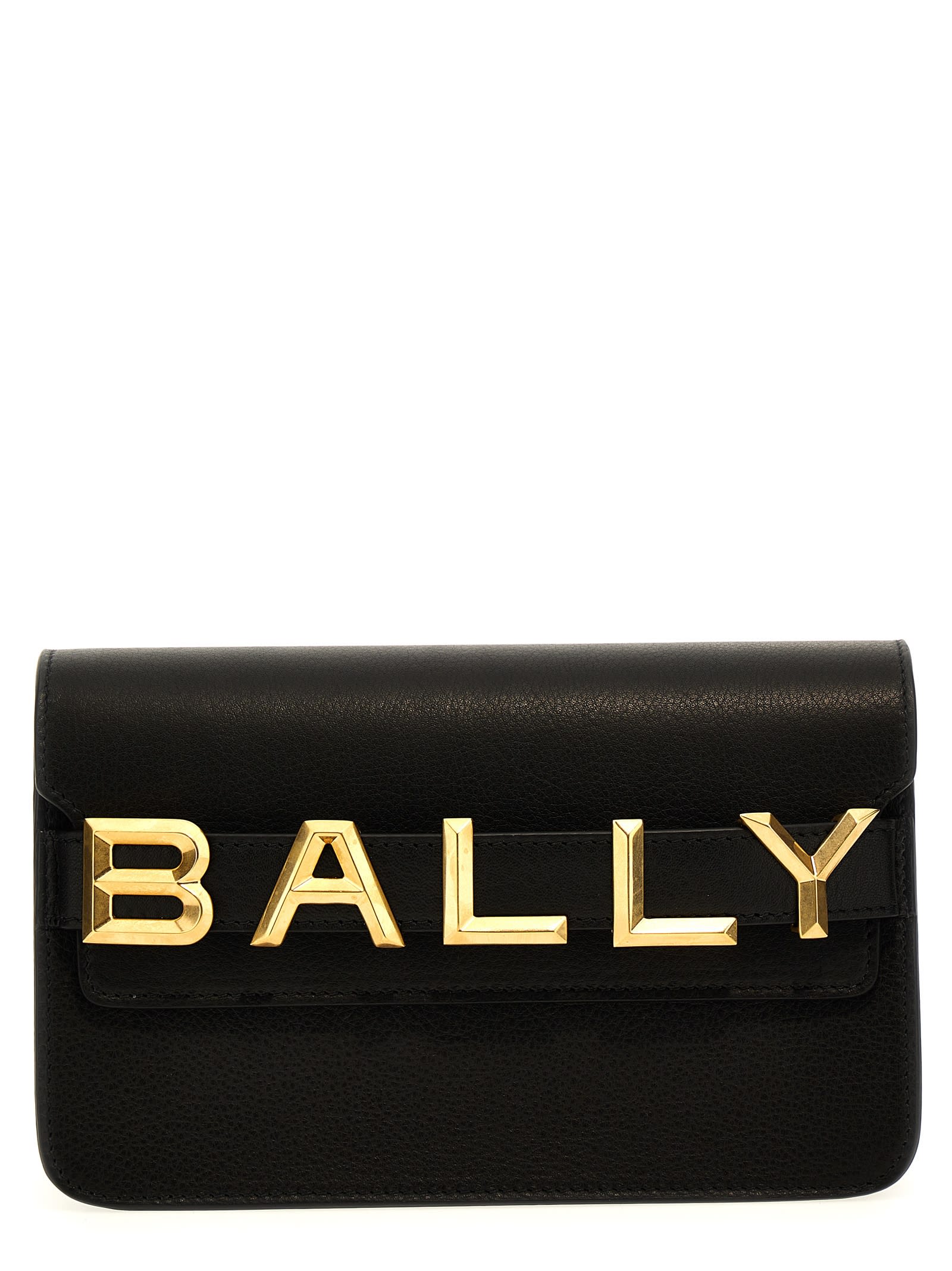 Shop Bally Logo Crossbody Bag In Black+oro