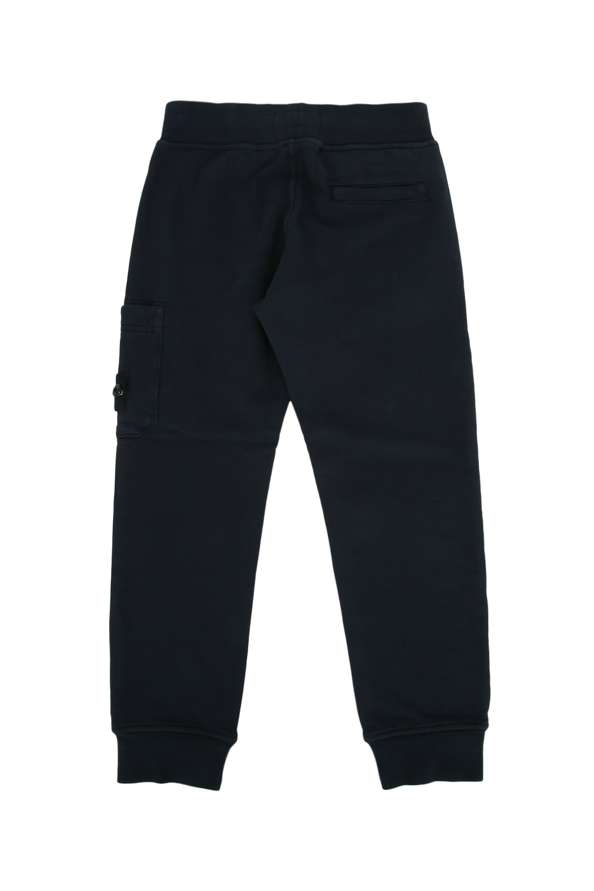 Stone Island Black Trackpants With Logo Patch In Cotton Boy In Navyblue