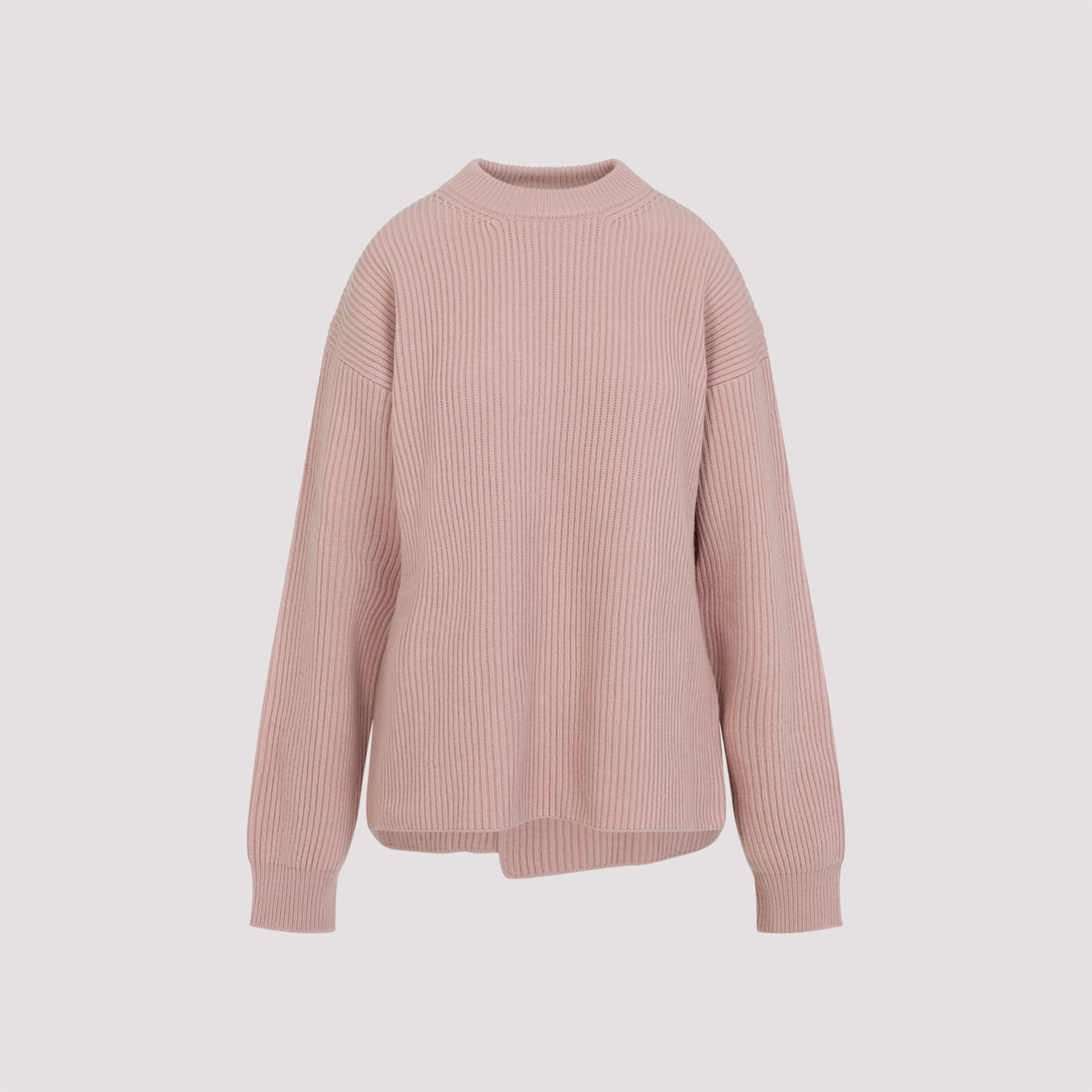Jil Sander Long Sleeves Knitwear Asymmetric Hem In Pink