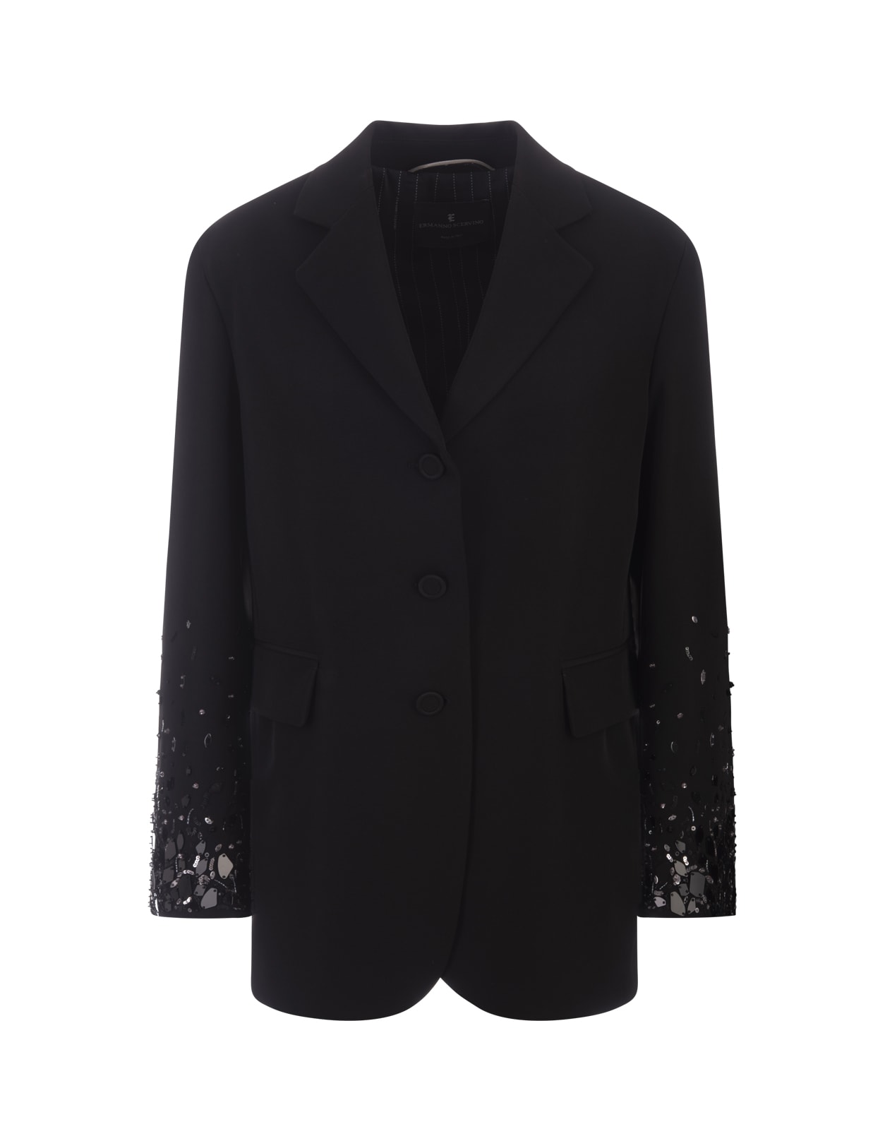 Ermanno Scervino Black Jacket With Applications