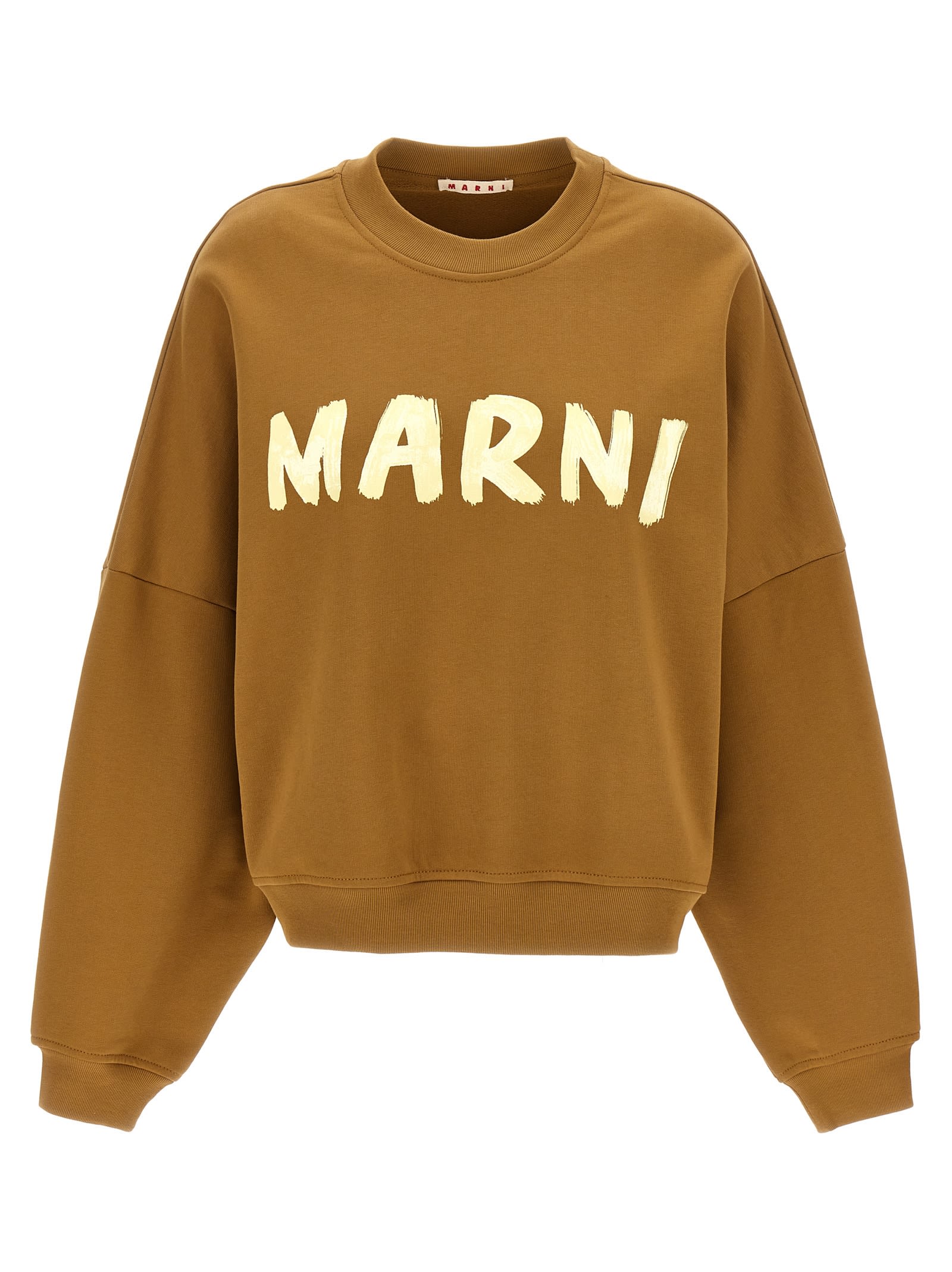 Shop Marni Logo Print Sweatshirt In Green