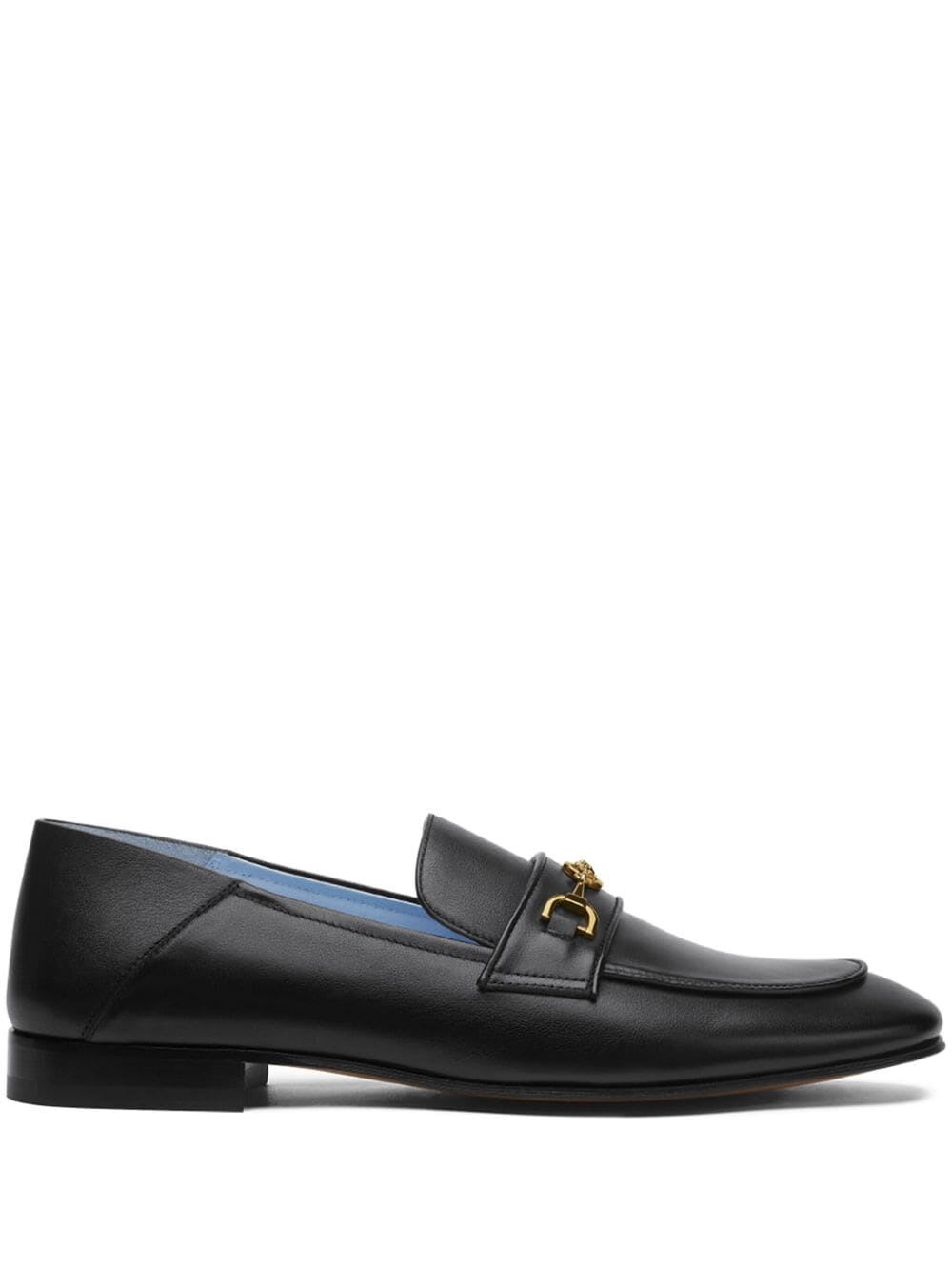 Shop Versace Slipper Calf Leather In V Black  Gold