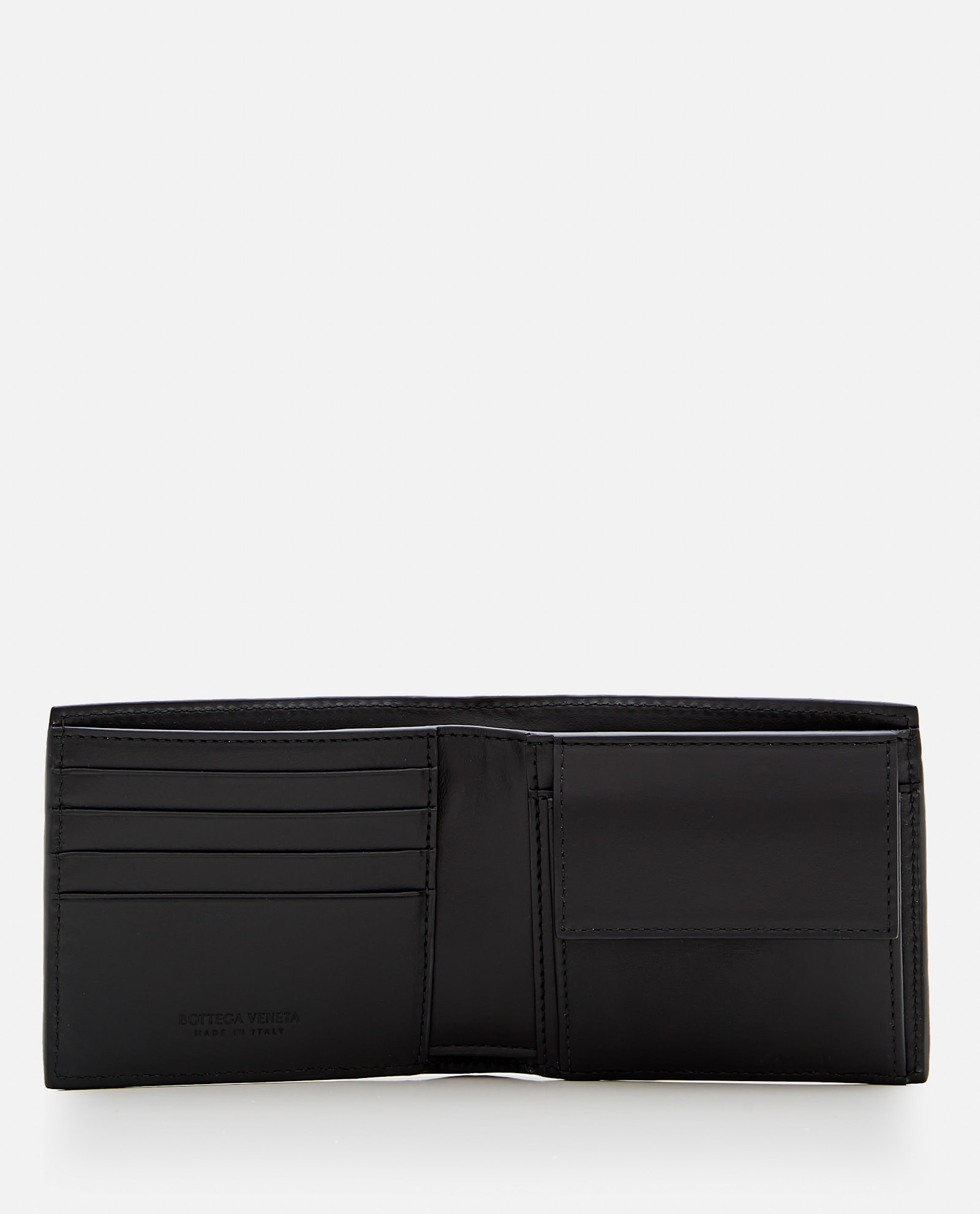 Shop Bottega Veneta Intrecciato Leather Wallet In Black