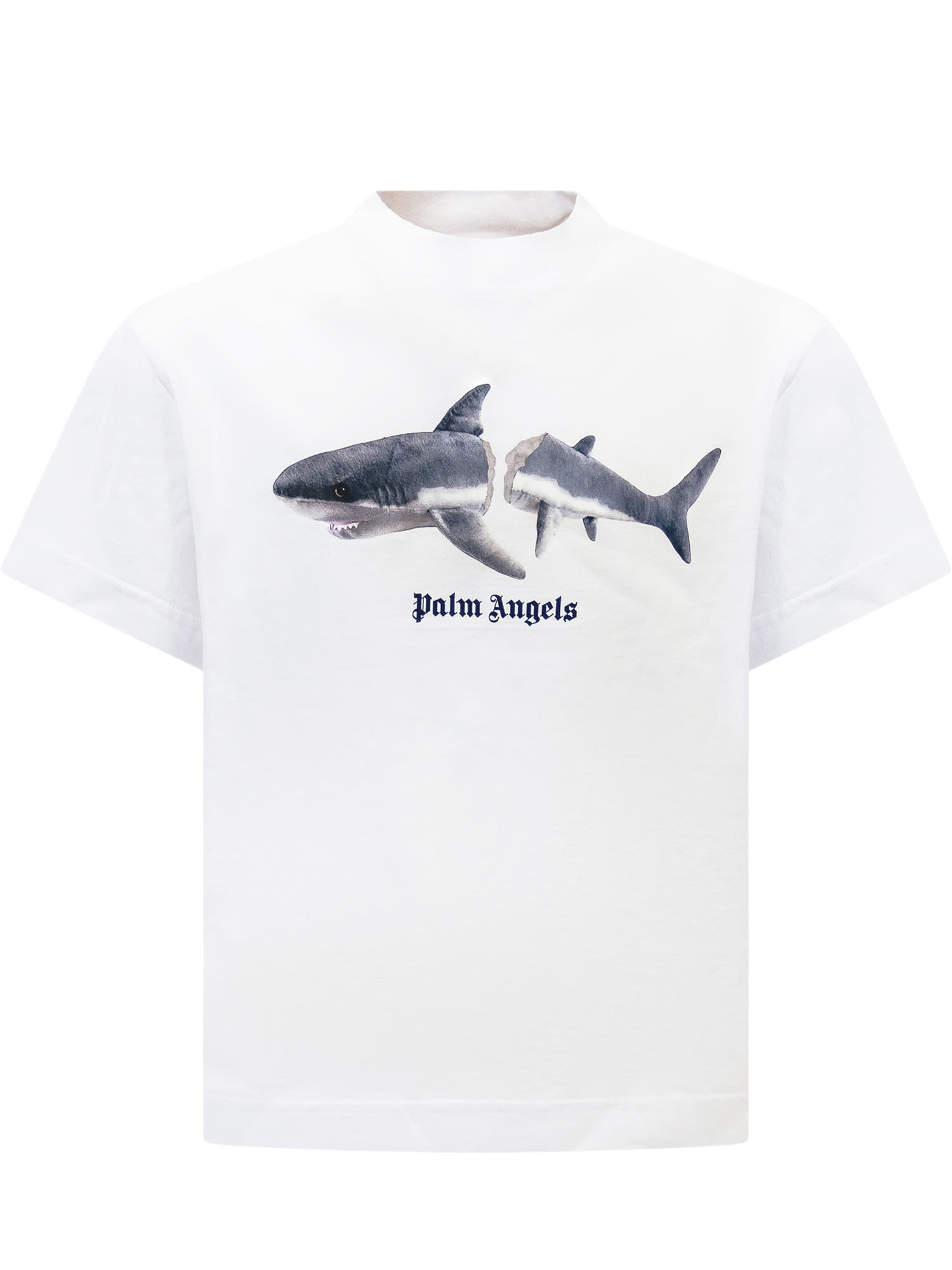 Shop Palm Angels Palm Shark T-shirt In White