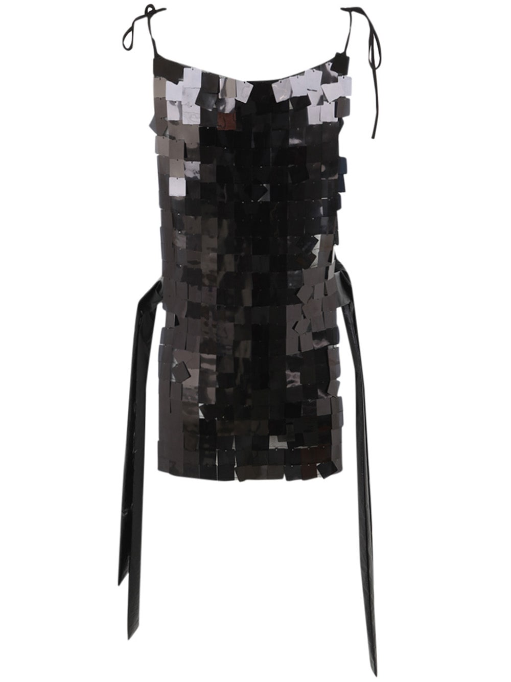 Shop Maria Calderara Corazza Macro Square Sequins On Tulle Dress In Black