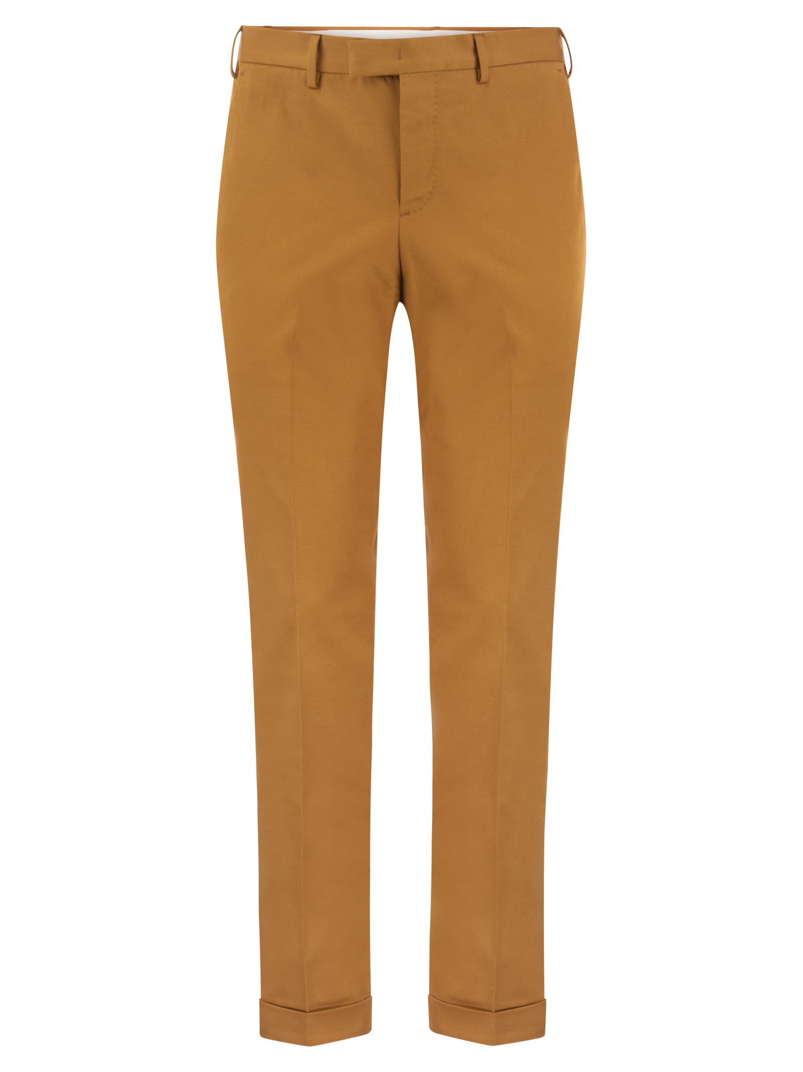 Pt01 Master-fit Cotton Trousers In Earthenware