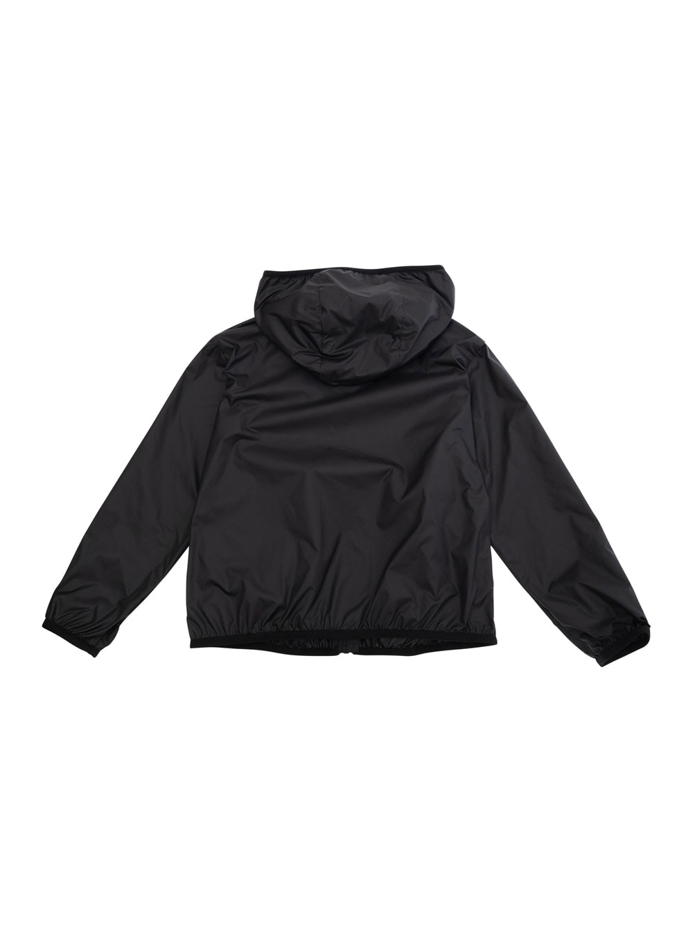 Moncler Fegeo Black Jacket With Fixed Hood And Logo Patch On The Sleeve In Tech Fabric Girl In Gold