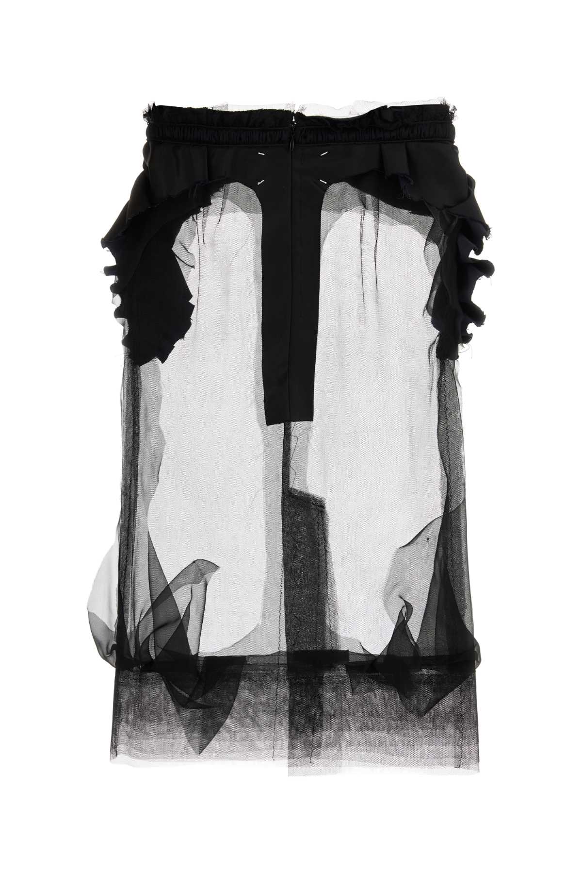 Shop Maison Margiela Black Mesh Skirt In 900