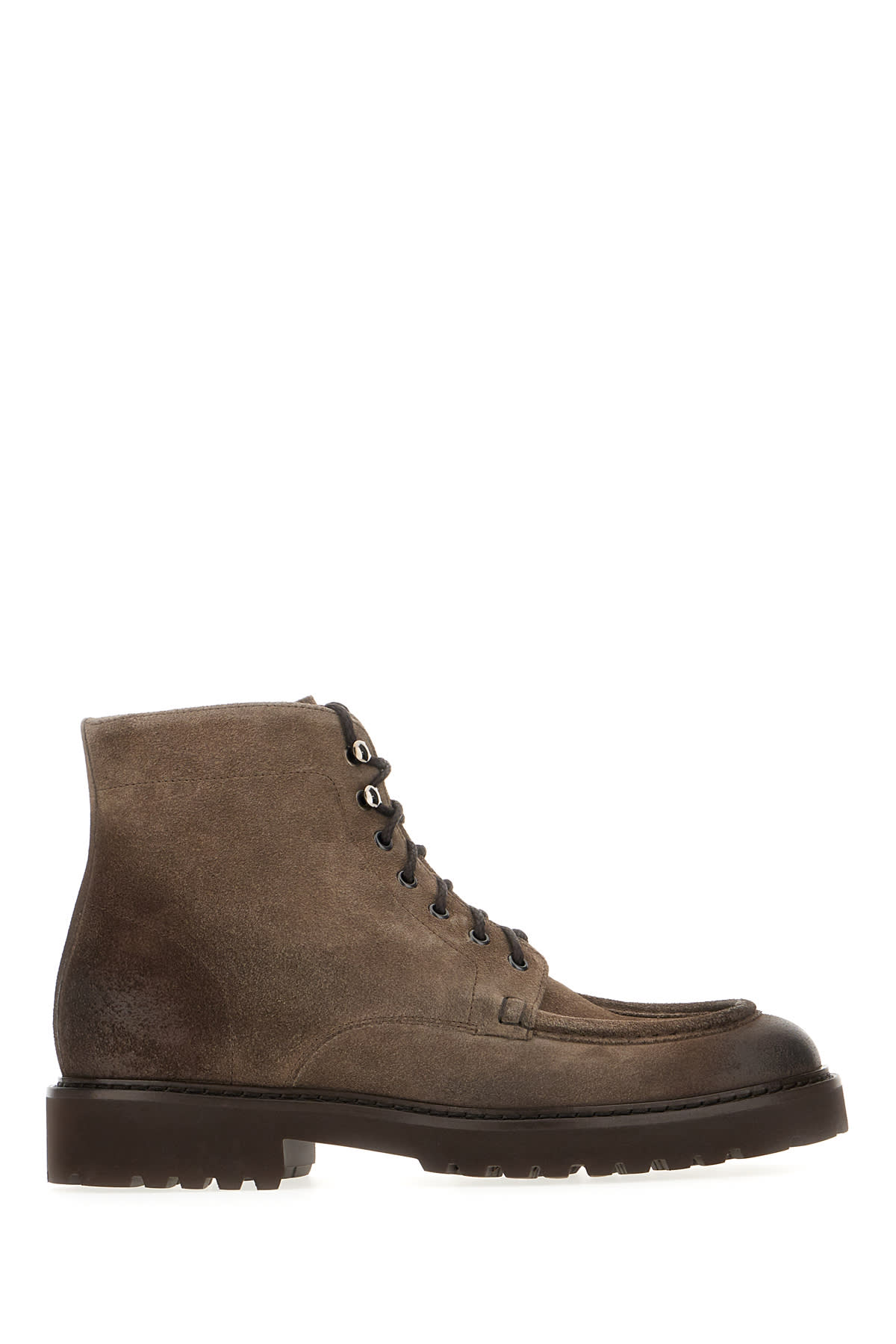 Doucal's Grey Suede Ankle Boots In Espresso Taupe Chiaro