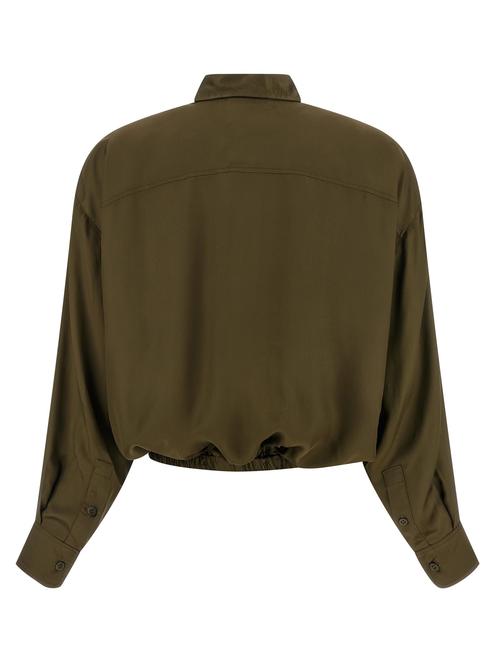 Nude Plastron Cropped Shirt In Green