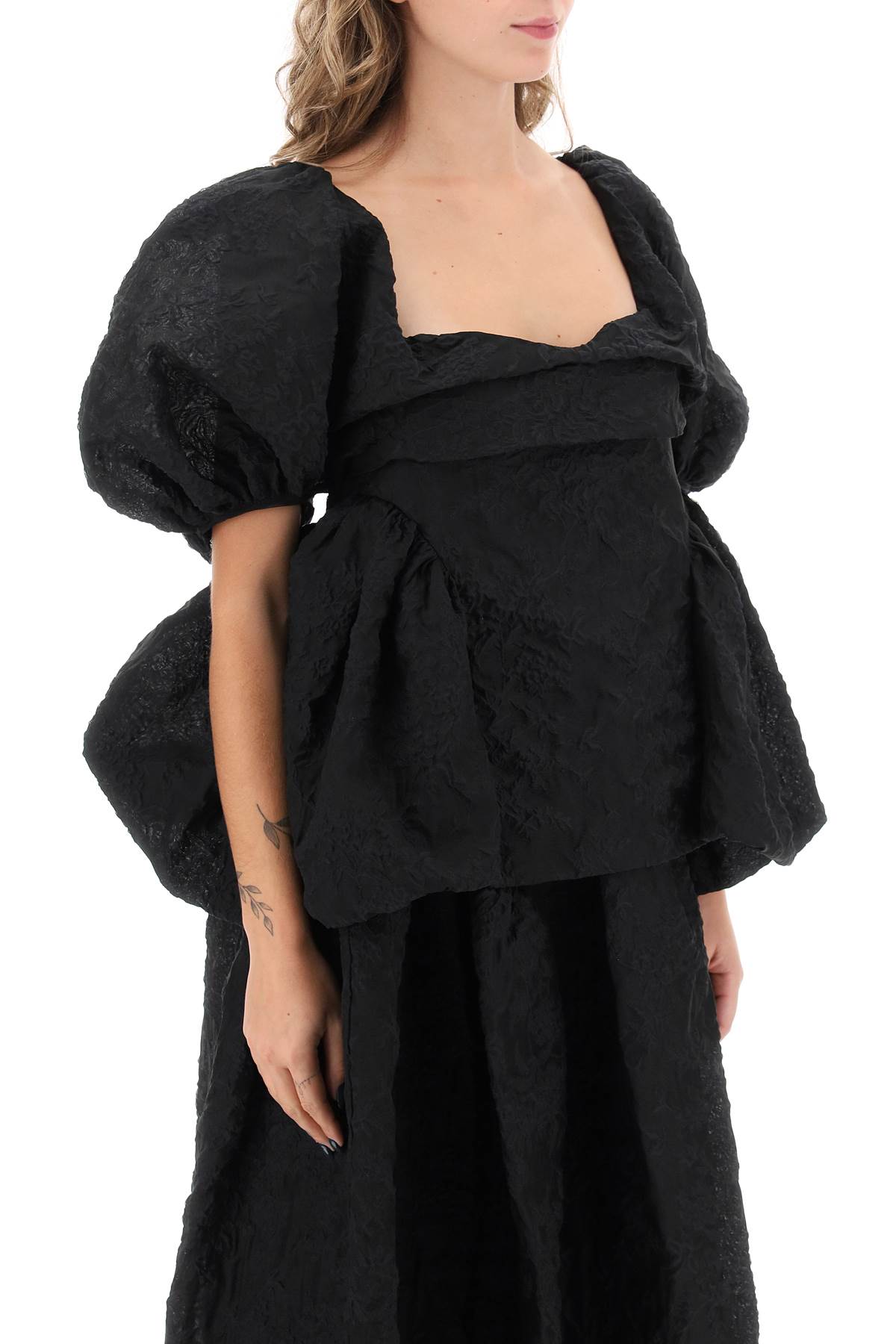 Shop Cecilie Bahnsen Umber Top With Draped Neckline In Black (black)