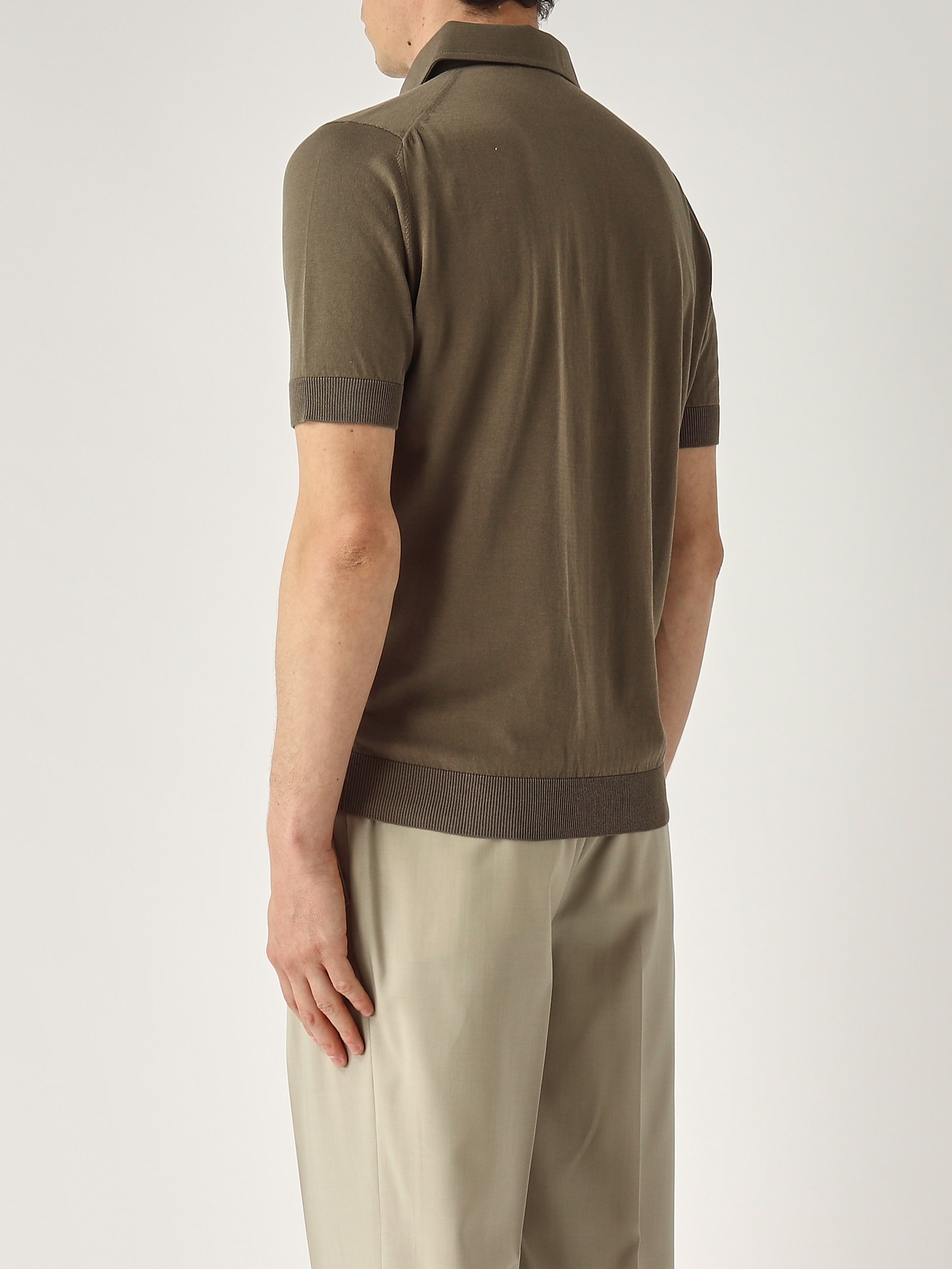 Filippo De Laurentiis M/c Paramontura In Crepe Cotton Polo In Green