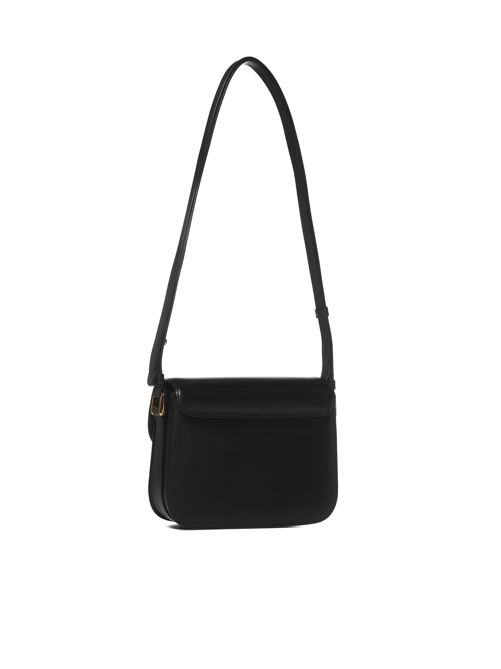 Apc Leather Shoulder Bag With Frontal Logo In Black