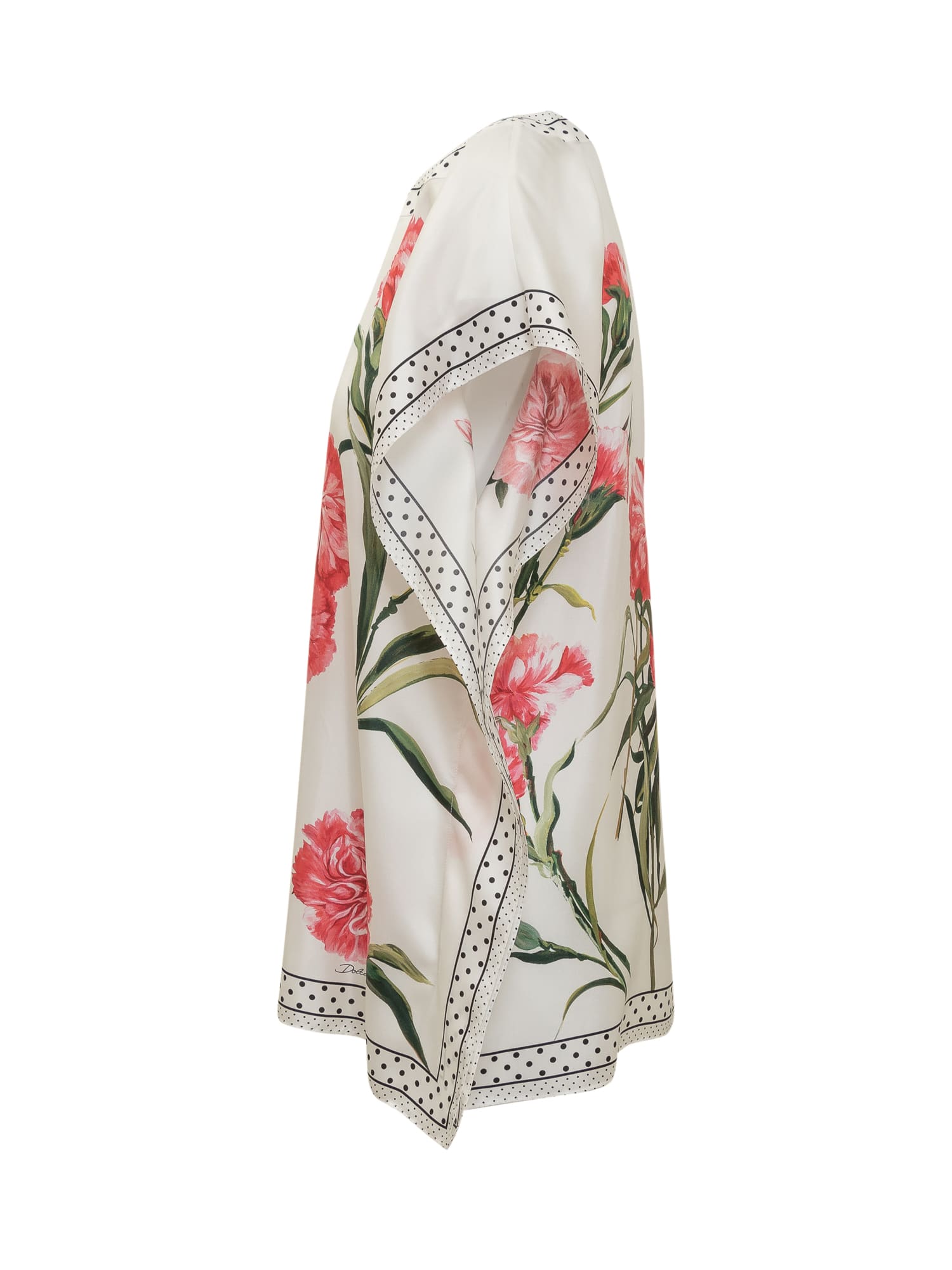 Dolce & Gabbana Floral-print Bordered Silk Top In Garofani New F.bco