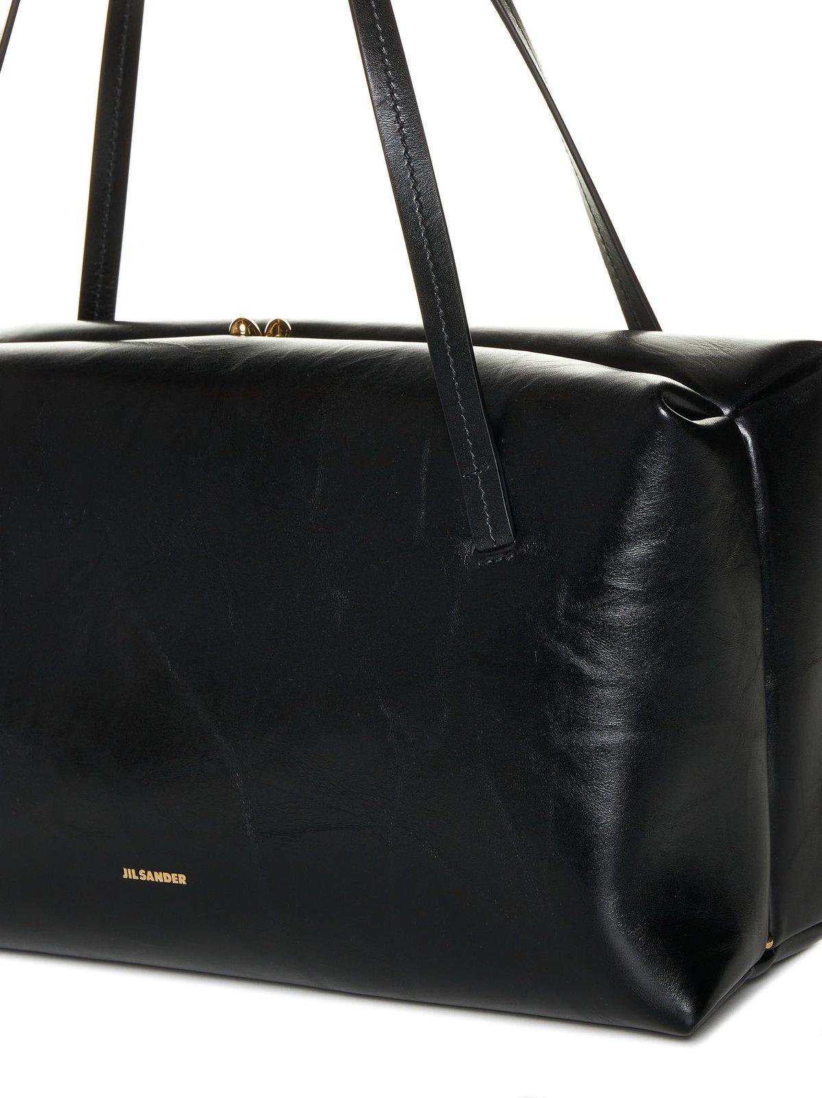 Jil Sander Large Goji Pillow Black Leather Bag In Black