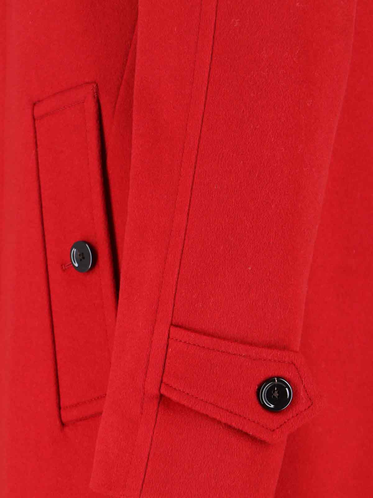 Lardini Red Cashmere Coat With Classic Collar In Red