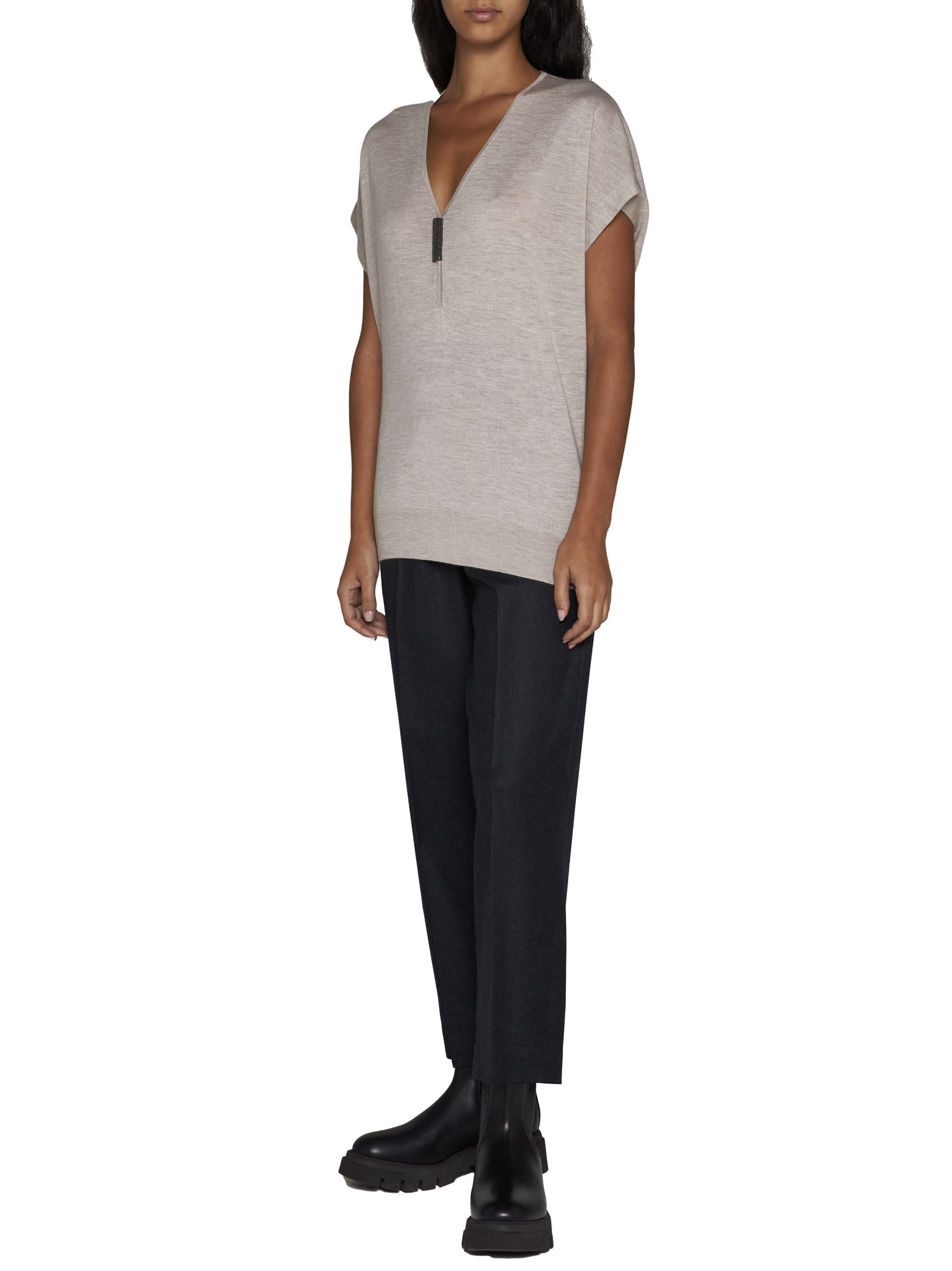 Brunello Cucinelli Wool Baggy Pants In Antracite
