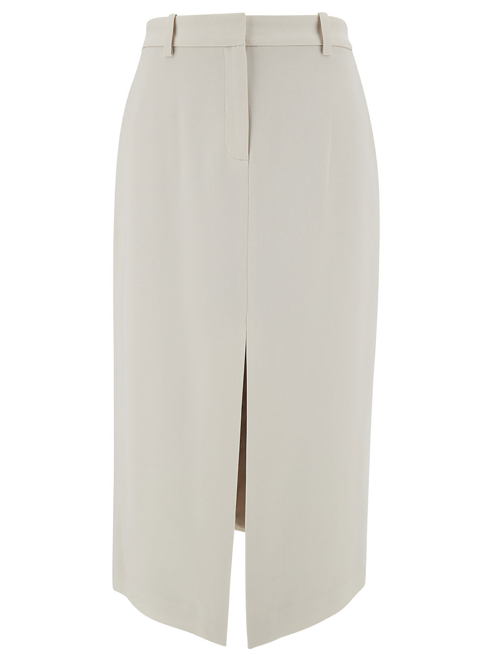 Midi White Straight Skirt With Front Split In Triacetate Blend Woman