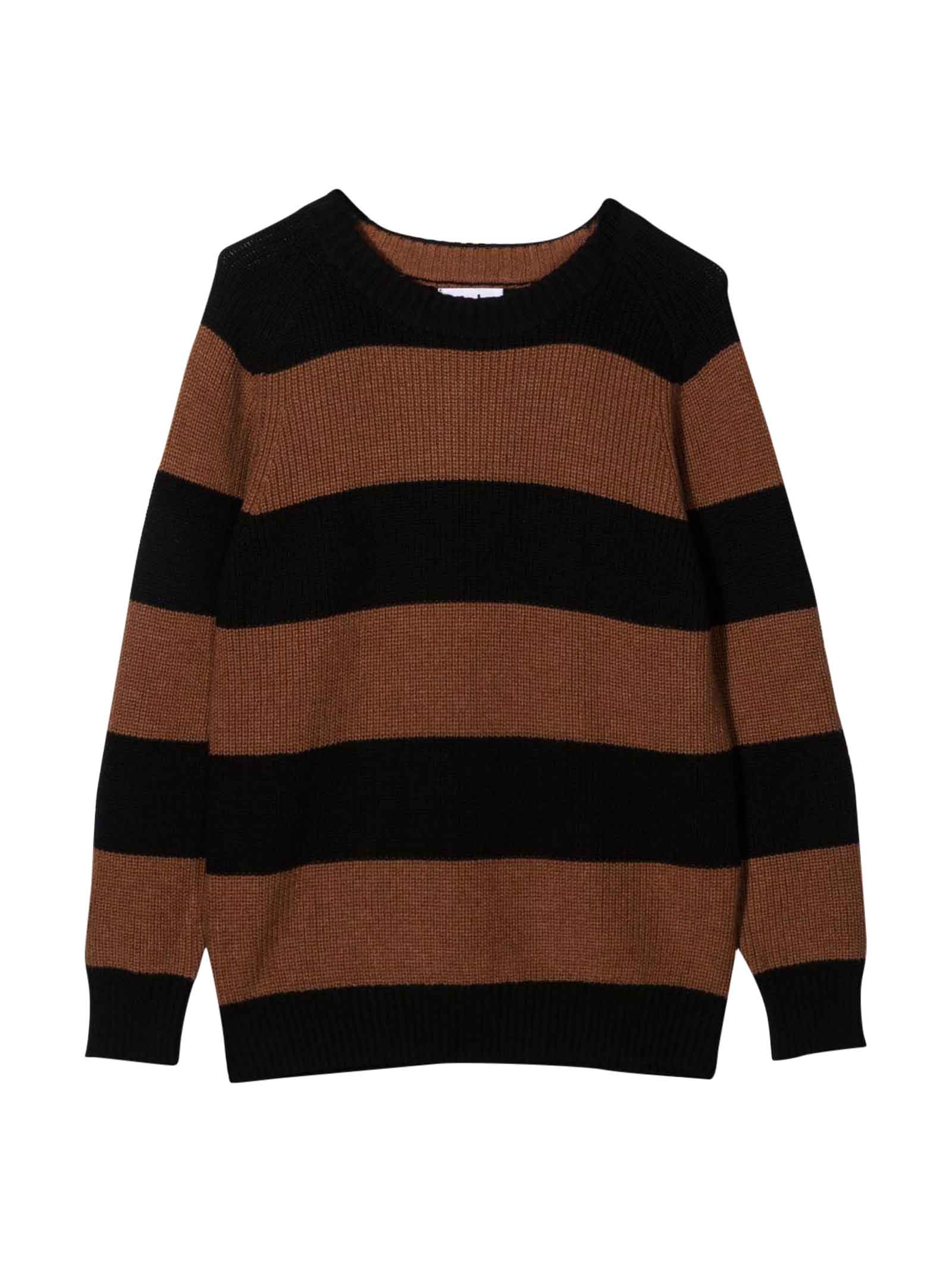 Molo Kids Black And Brown Striped Sweater
