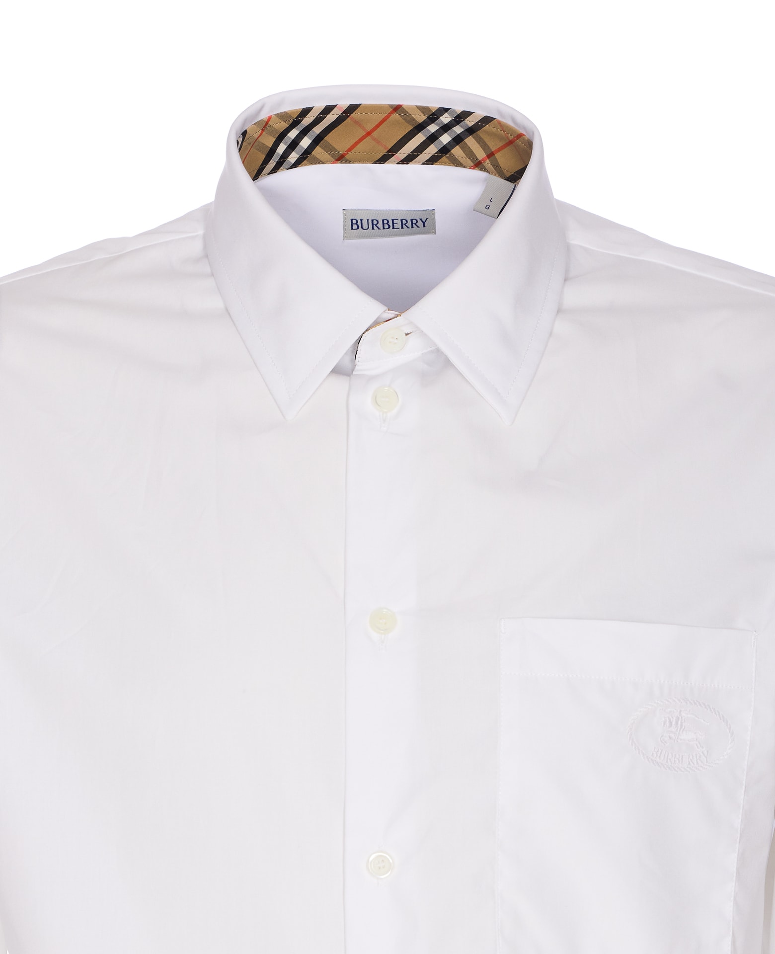 Burberry Cotton Poplin Shirt Buttoned Cuffs In White
