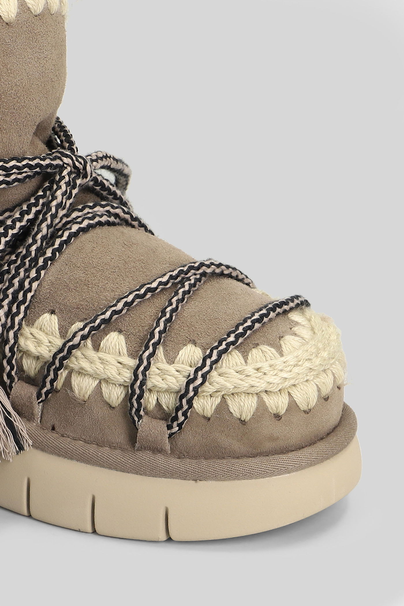 Mou Bounce Boot Scoubied High Heels Ankle Boots In Grey Suede In Gray