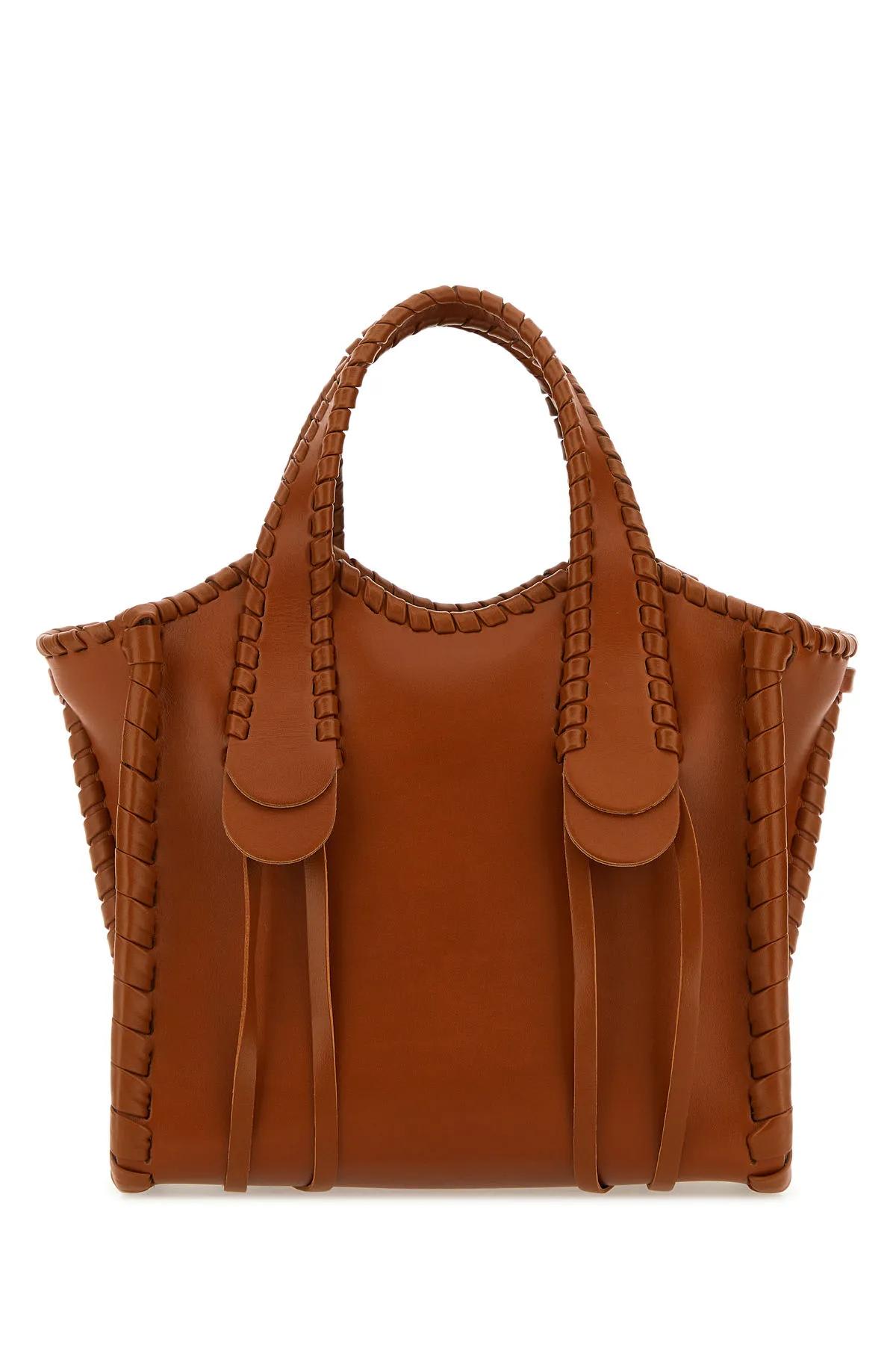 Chloé Brown Leather Small Mony Handbag In Marrone