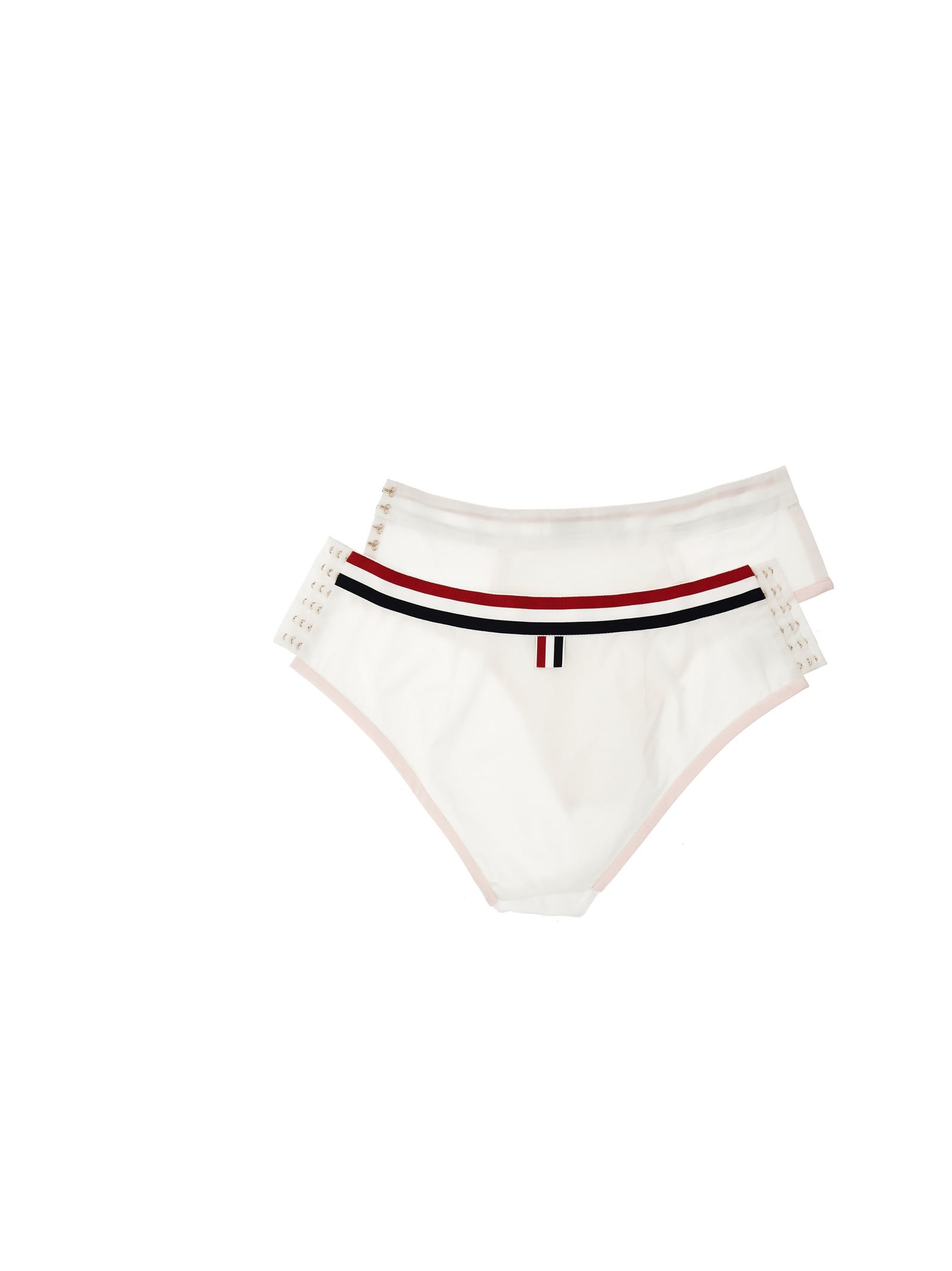 Thom Browne Color-block Briefs With Elastic Waistband And Sheer Panels In White