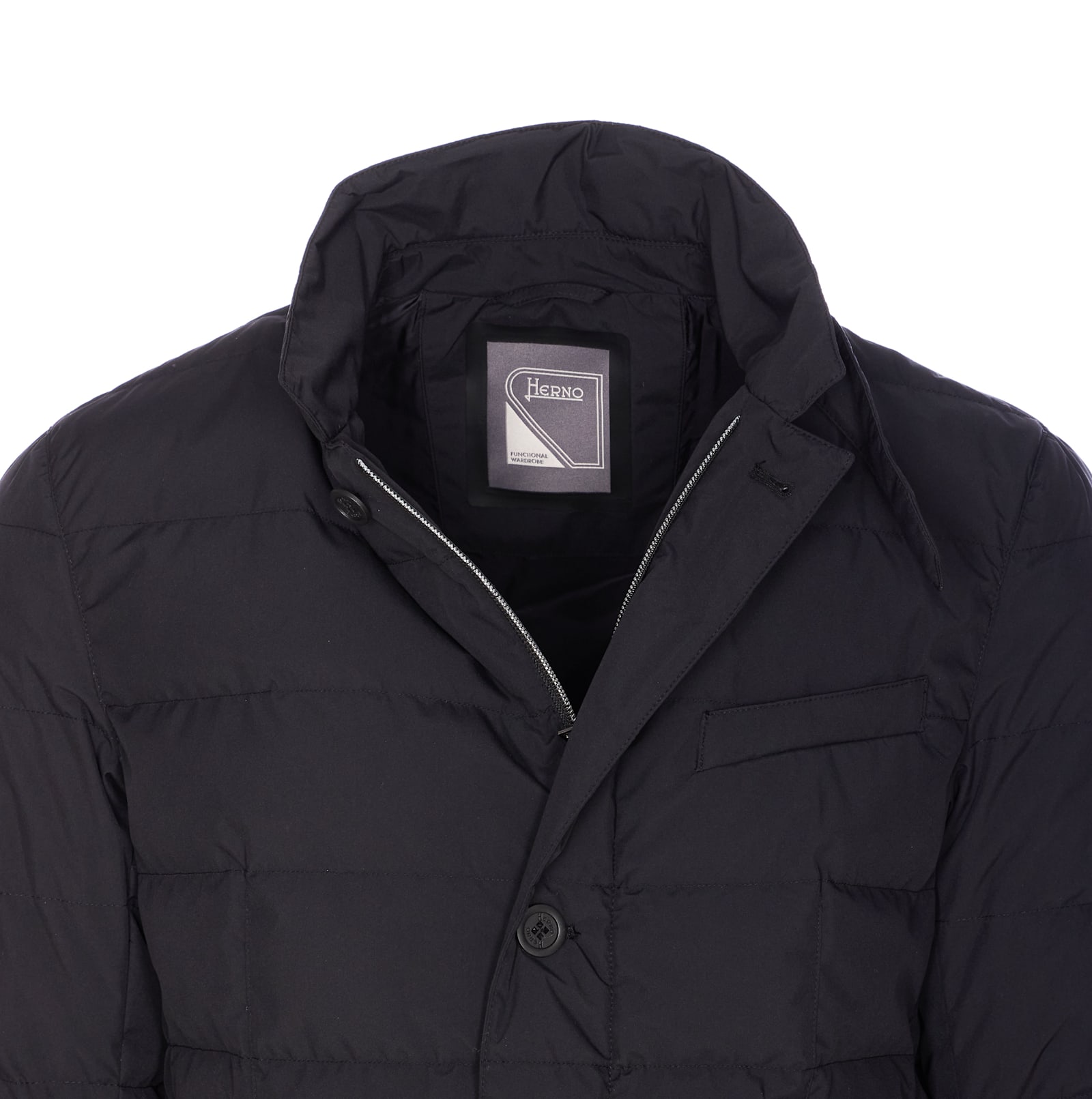 Herno Modern Blazer With High Collar And Pockets In Black