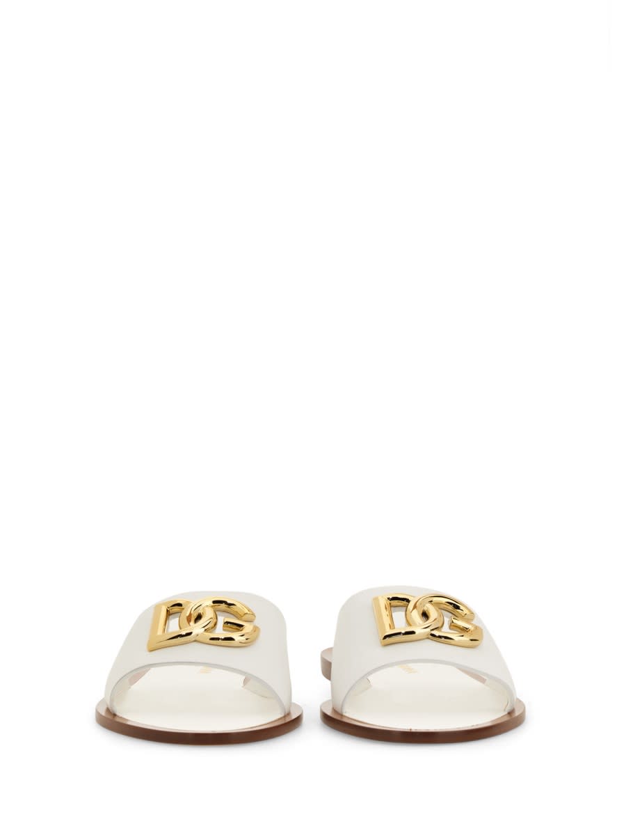 Shop Dolce & Gabbana Slide Sandal With Logo In White