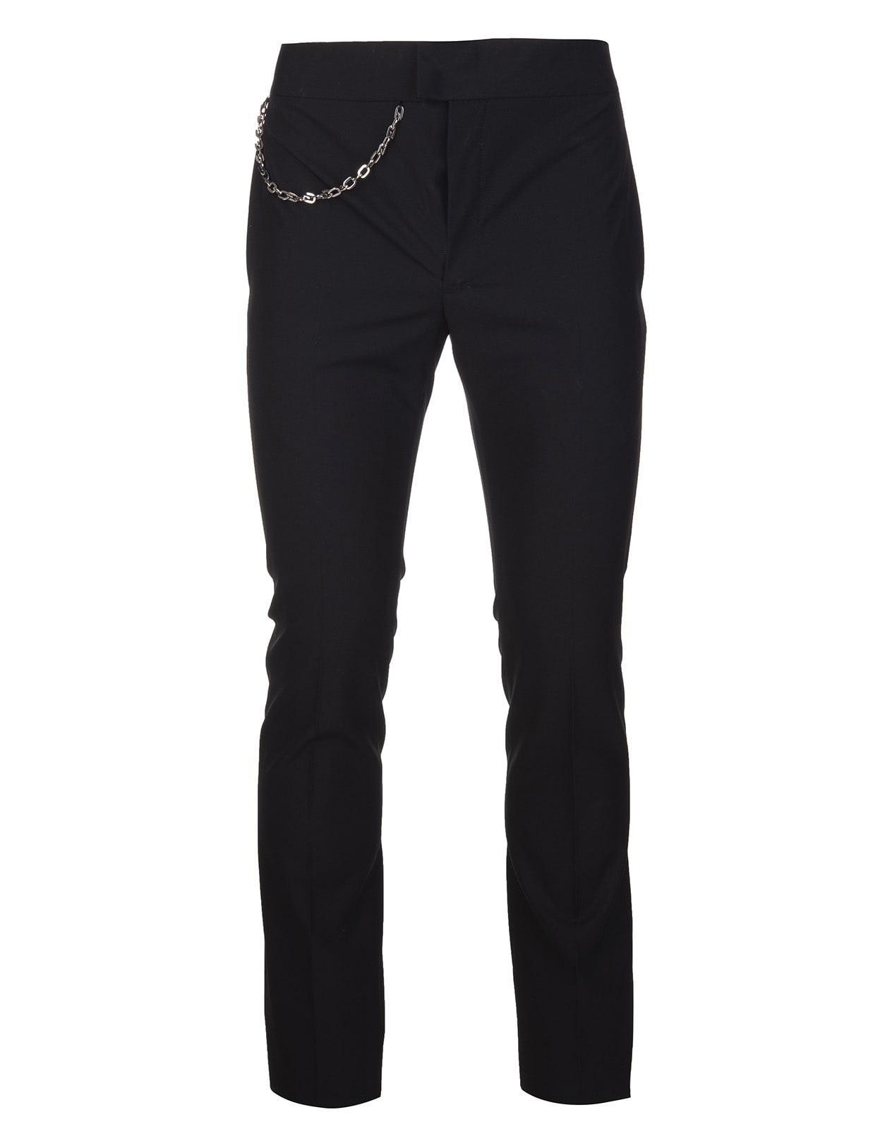 Givenchy Man Black Wool Trousers With Chain