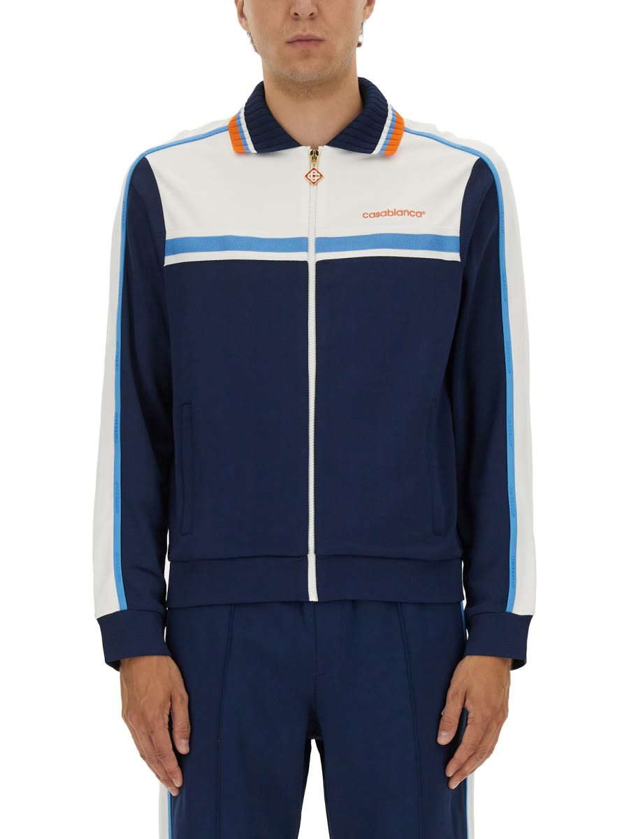 Casablanca Pique Truck Jacket In Blue