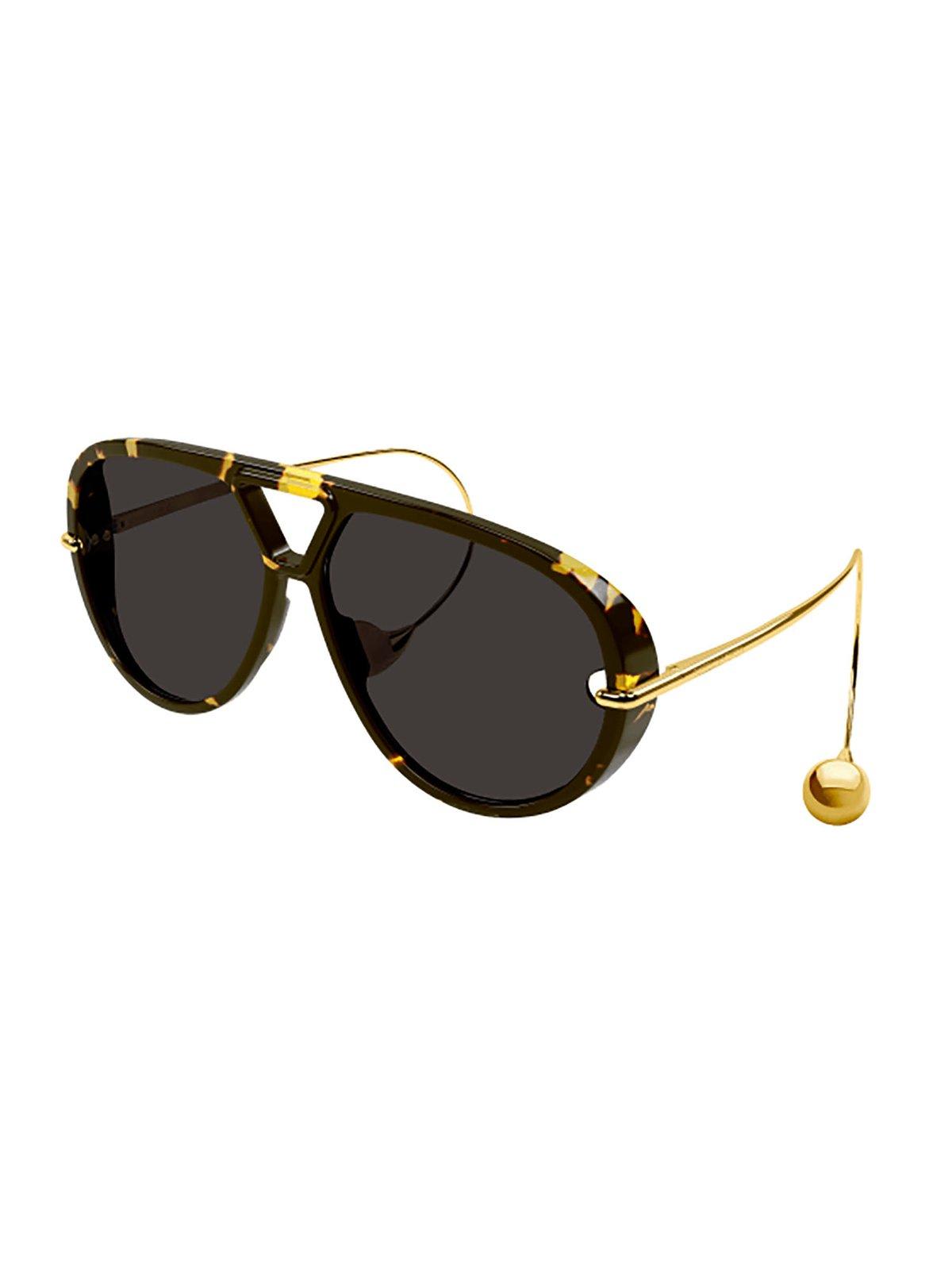 Bottega Veneta Pilot Frame Sunglasses In Havana-gold-grey