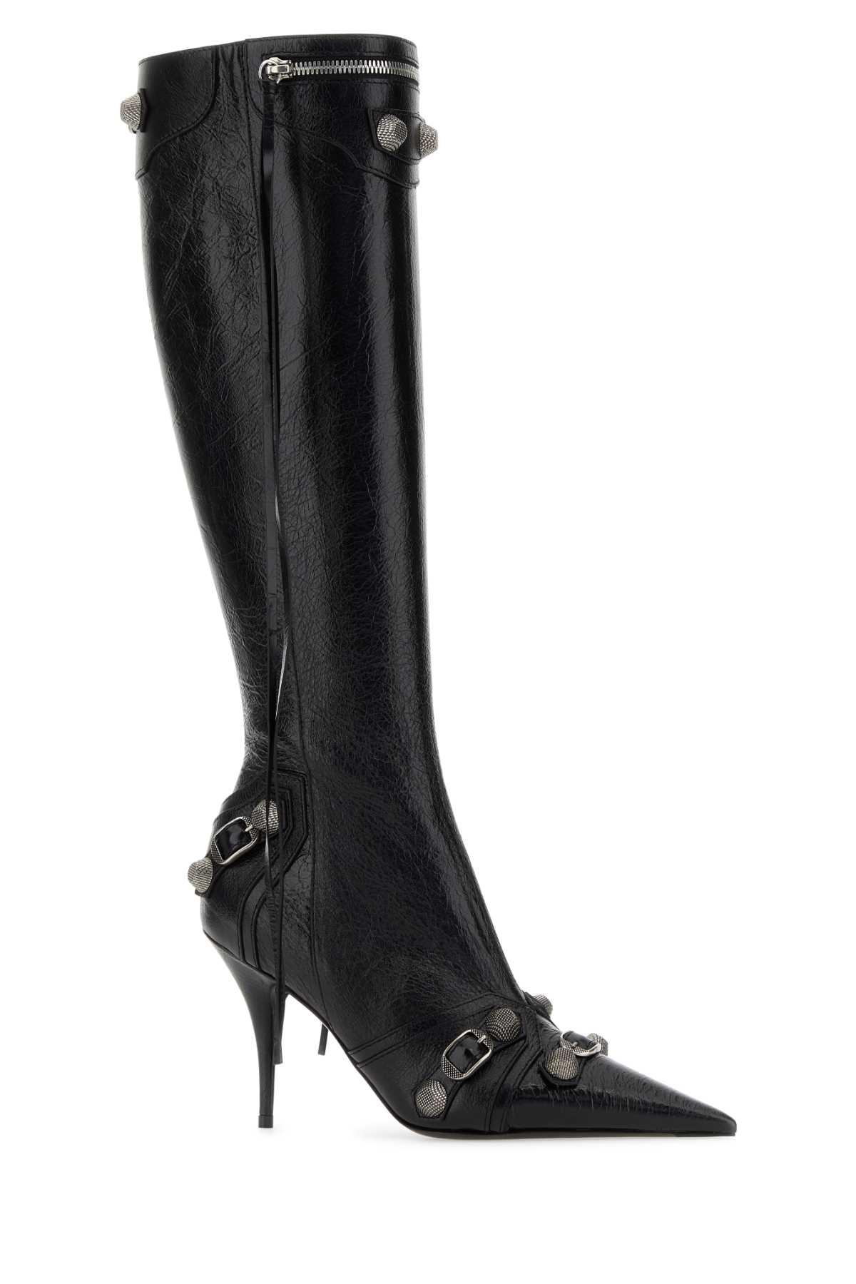 Shop Balenciaga Black Leather Cagole Boots In 1081