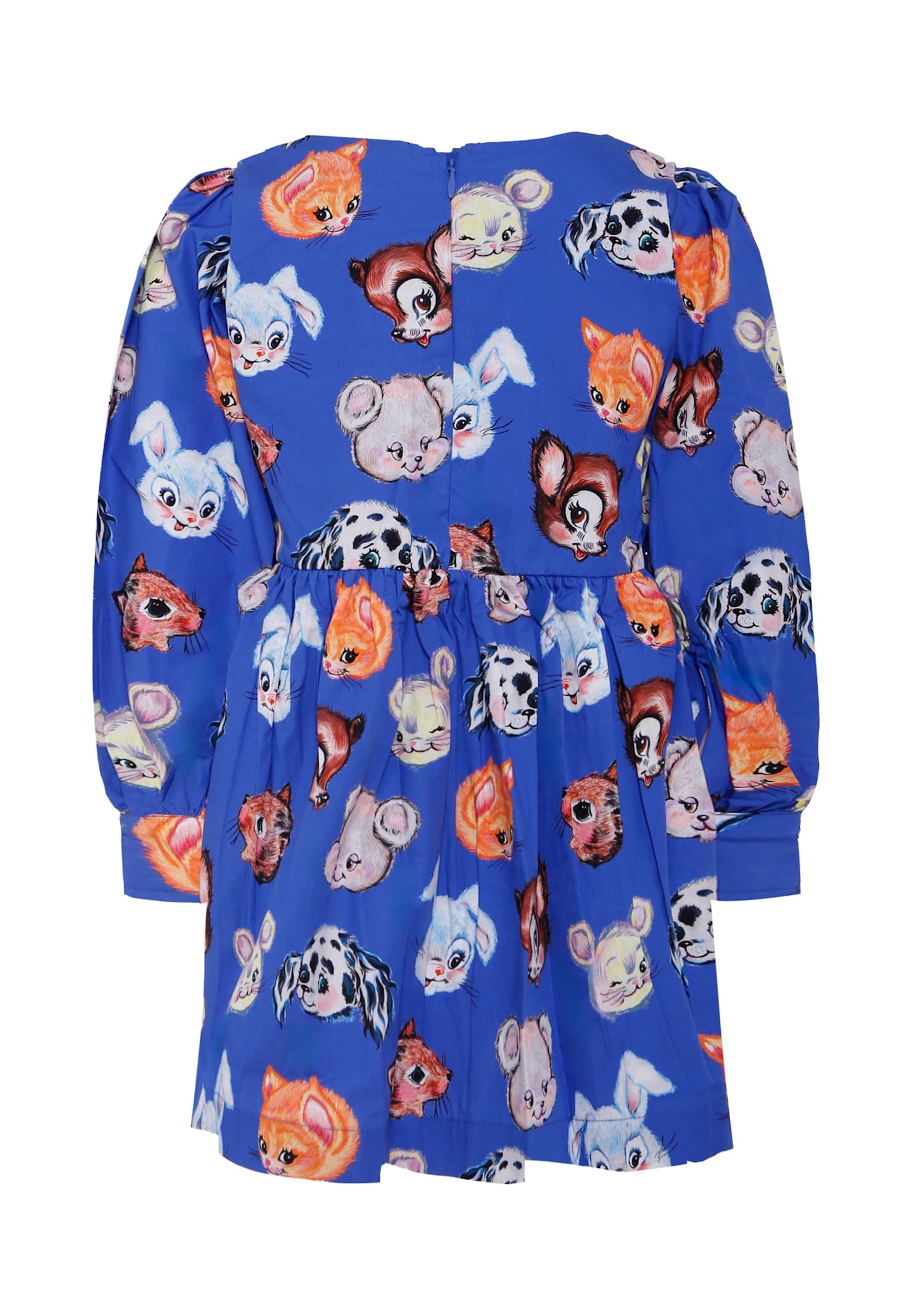 Molo Blue Dress For Girl With Animal In Blue