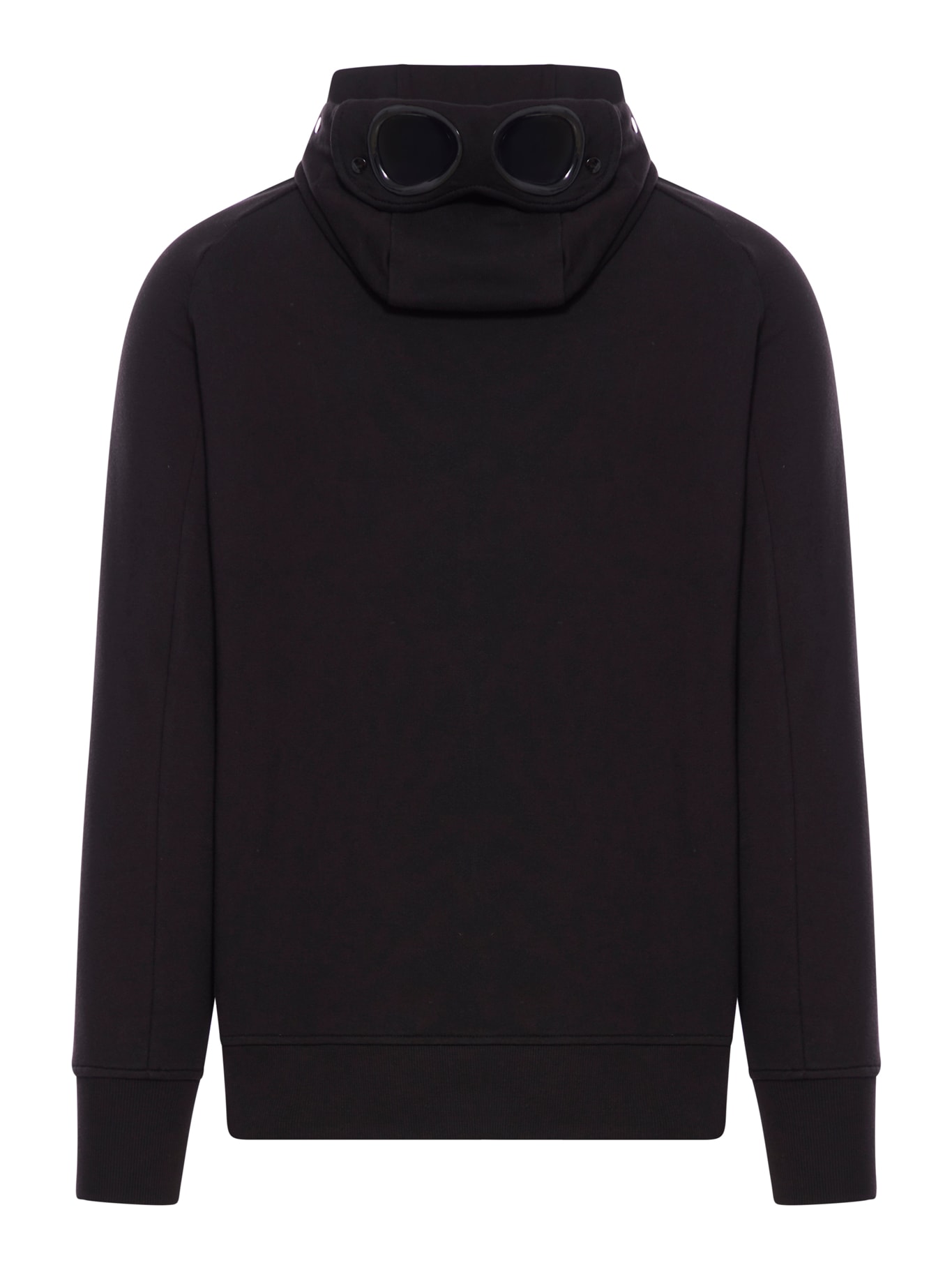 C.p. Company C.p.company Diagonal Raised Fleece Full Zip Hooded Sweatshirt In Black