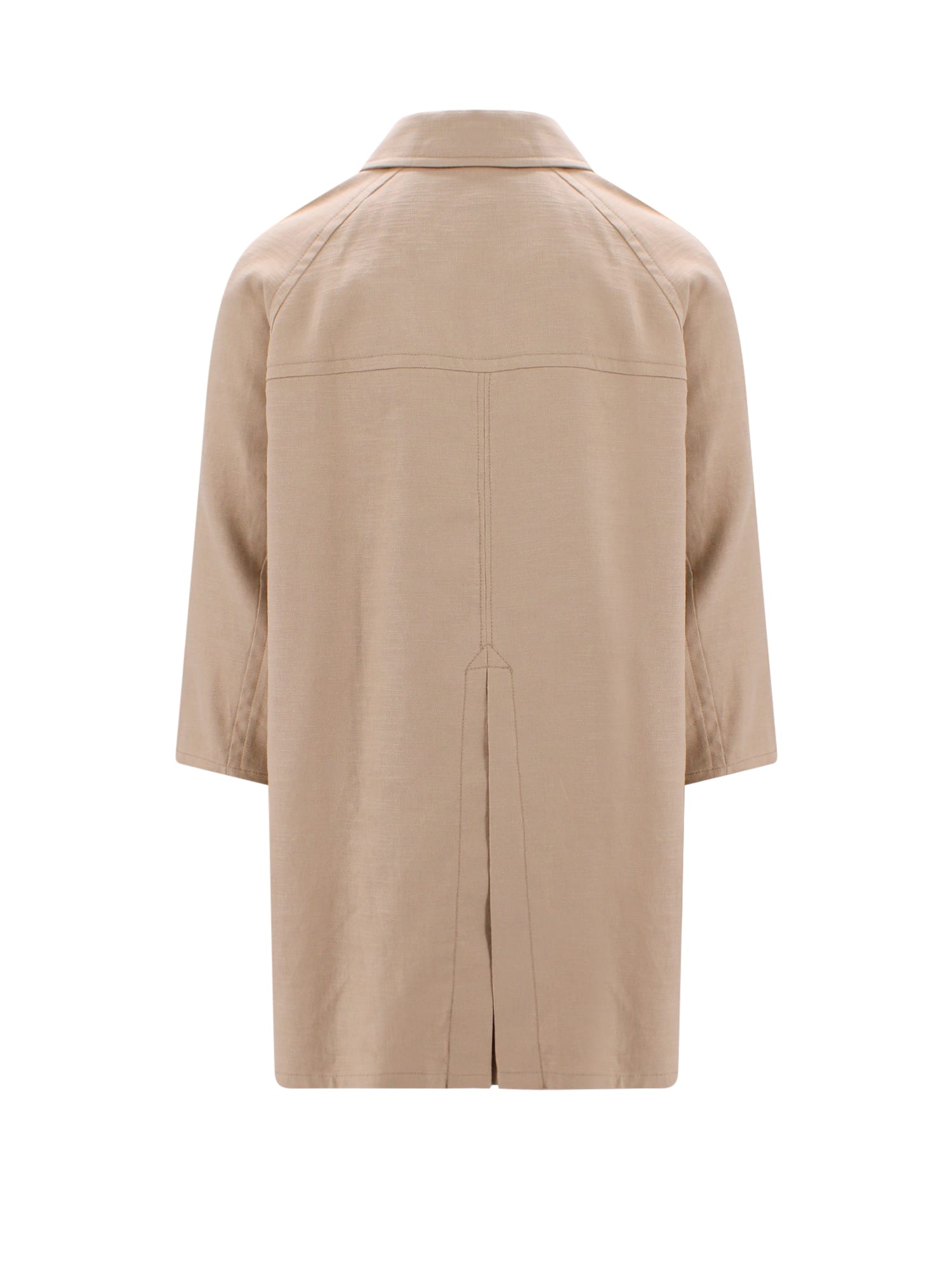 Shop Fay Double-breast Plain Coat In Beige
