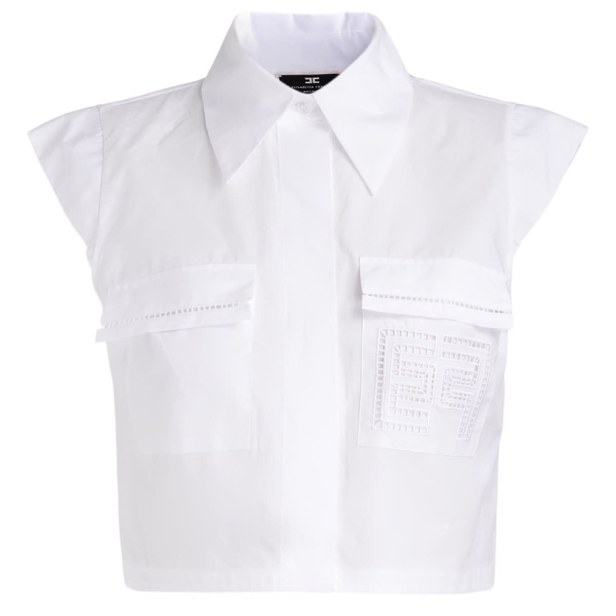 Elisabetta Franchi White Short-sleeved Shirt With Embroidery
