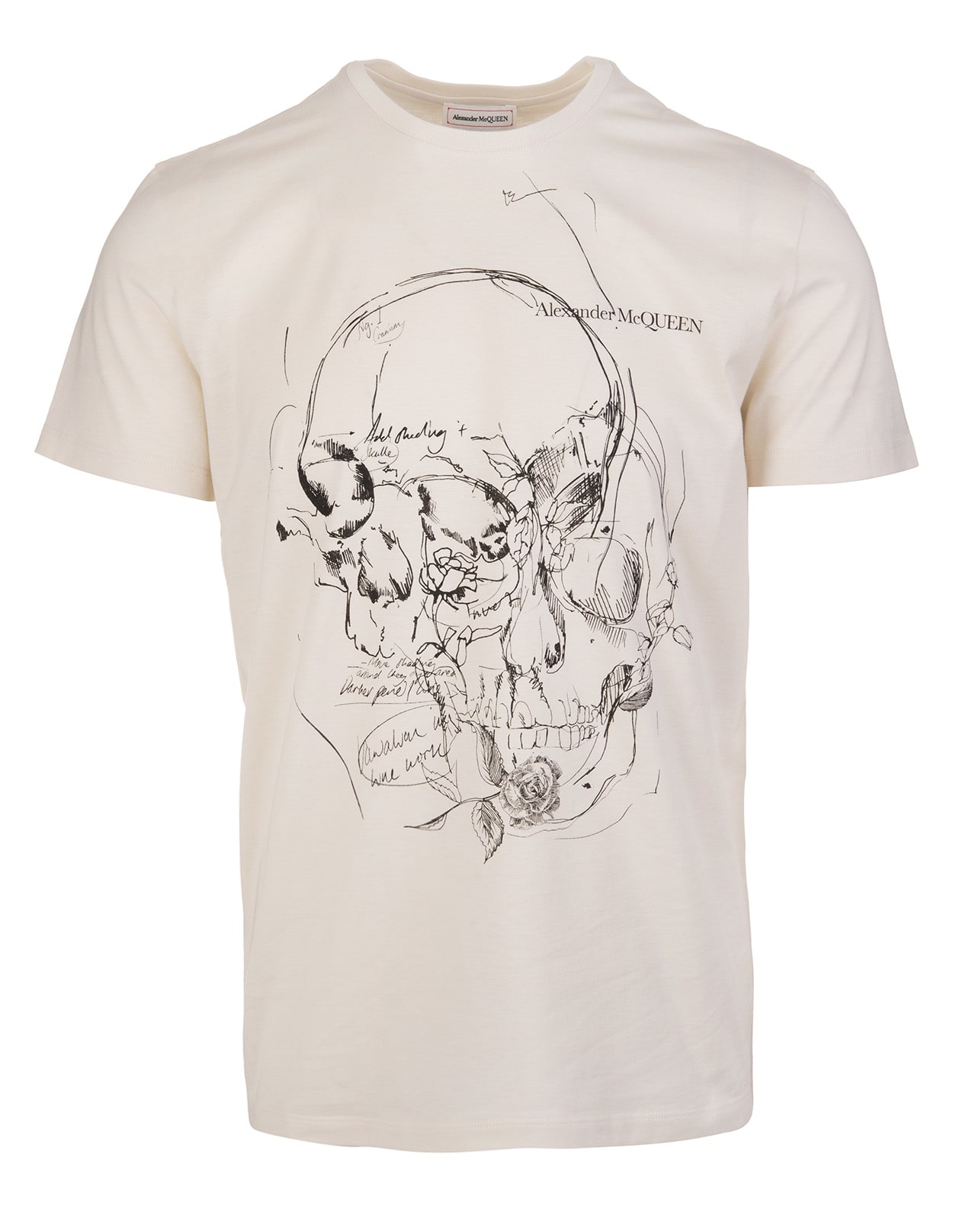 Alexander McQueen Man Beige Sketchbook Skull T-shirt