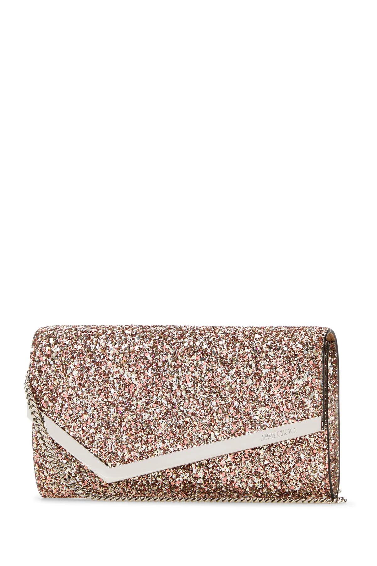 Shop Jimmy Choo Embellished Fabric Emmie Clutch In Pink