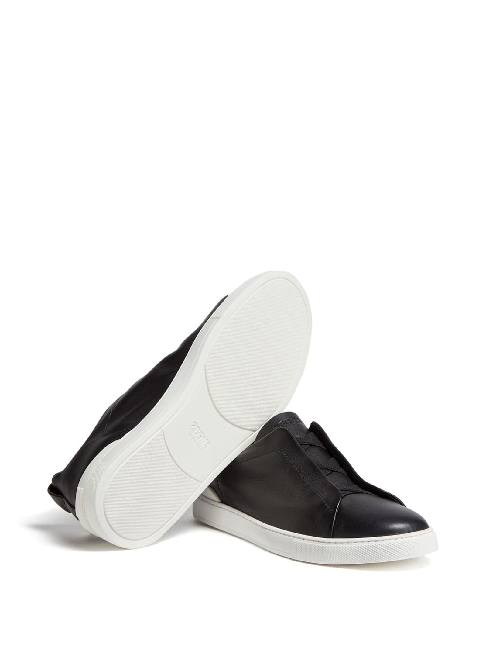 Shop Zegna Triple Stitch Secondskin Sneakers In Black