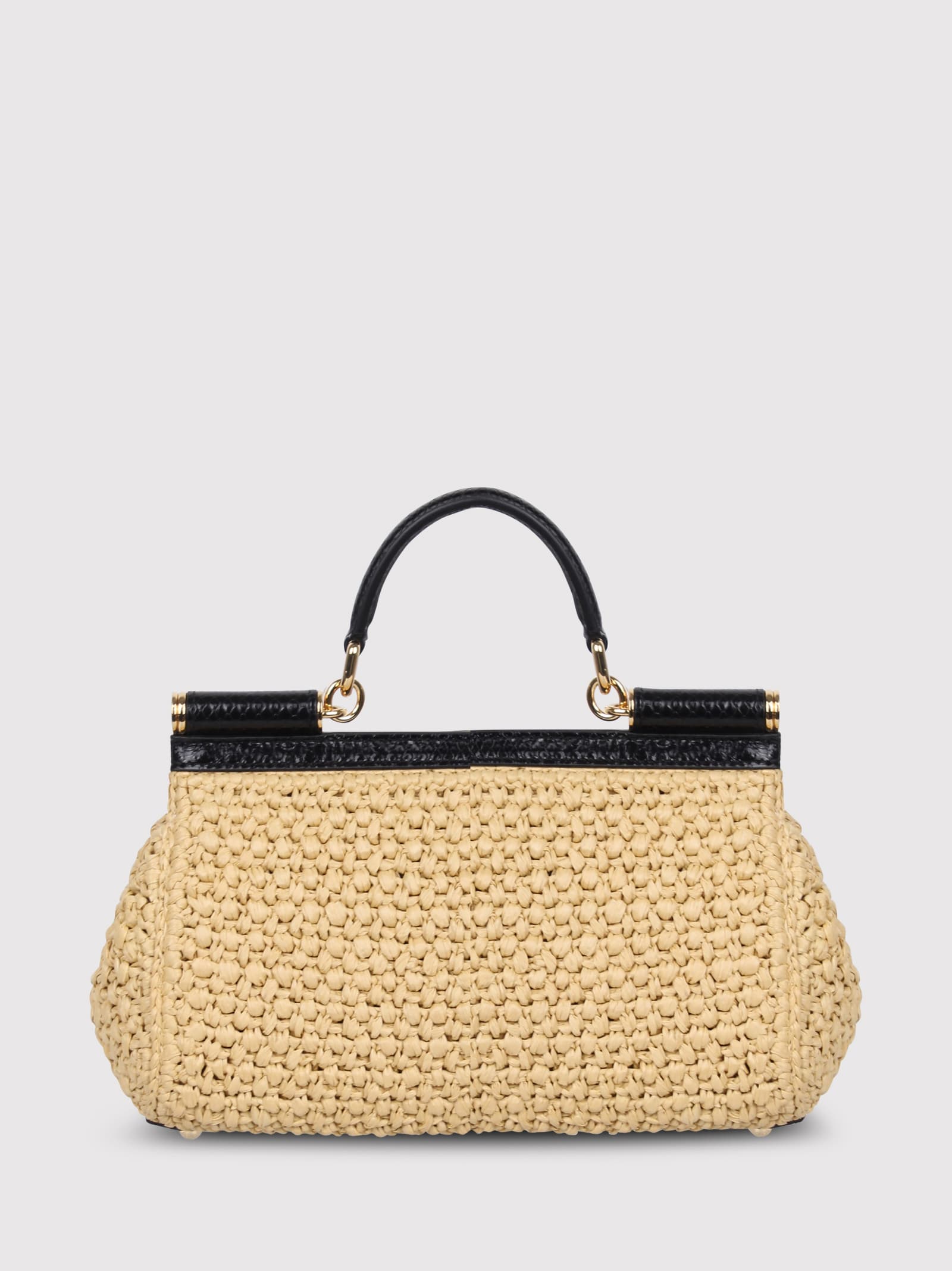 Shop Dolce & Gabbana Elongated Raffia Crochet Sicily Handbag