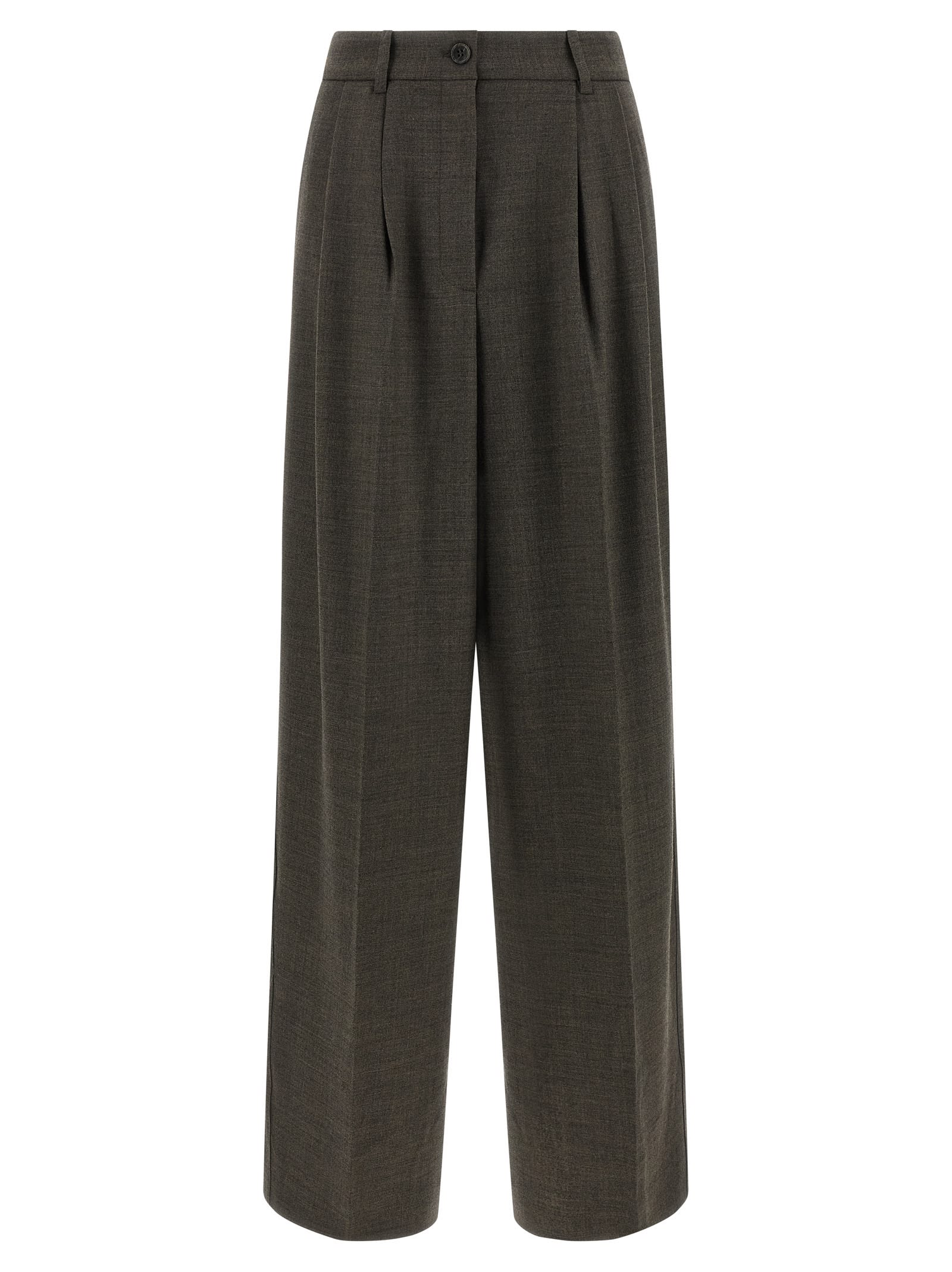 P.a.r.o.s.h Powo Pleat-detail Trousers In Brown