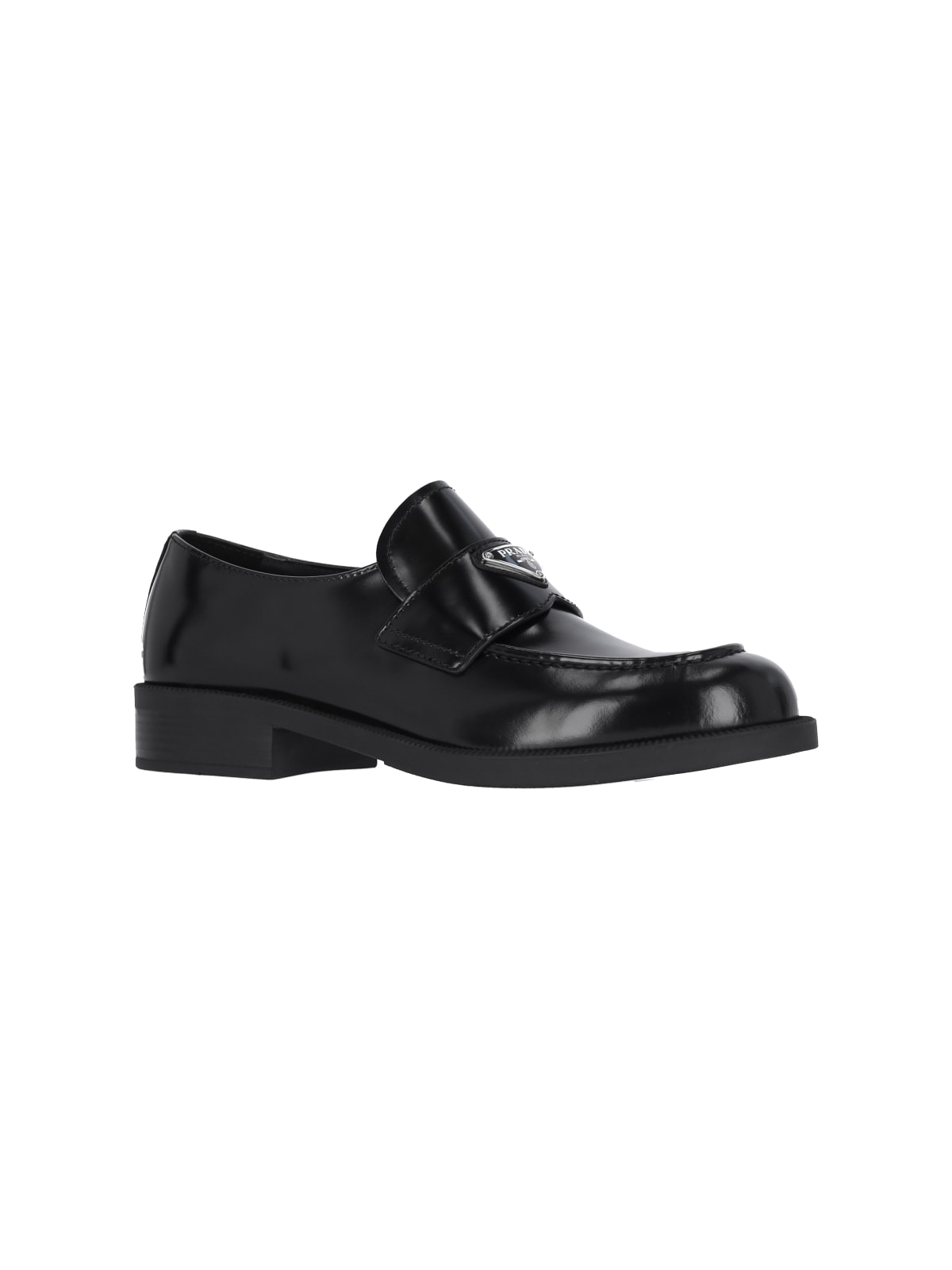 Prada Chocolate Moccasin In Black Patent Leather Men In Black