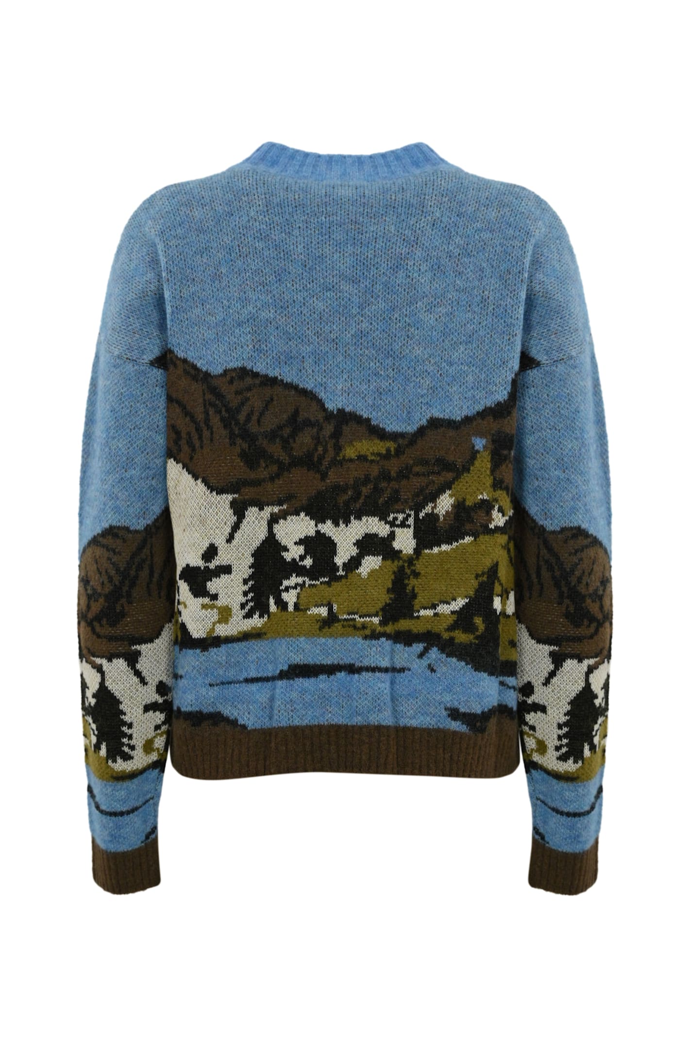 Shop Weekend Max Mara Gang Sweater In Jacquard Wool And Alpaca In Dis.paesaggio