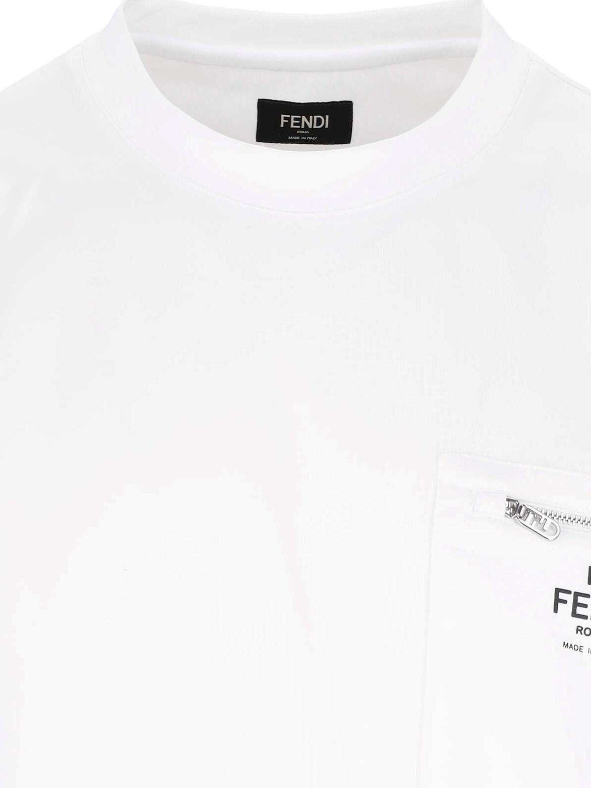 Shop Fendi Logo T-shirt In White